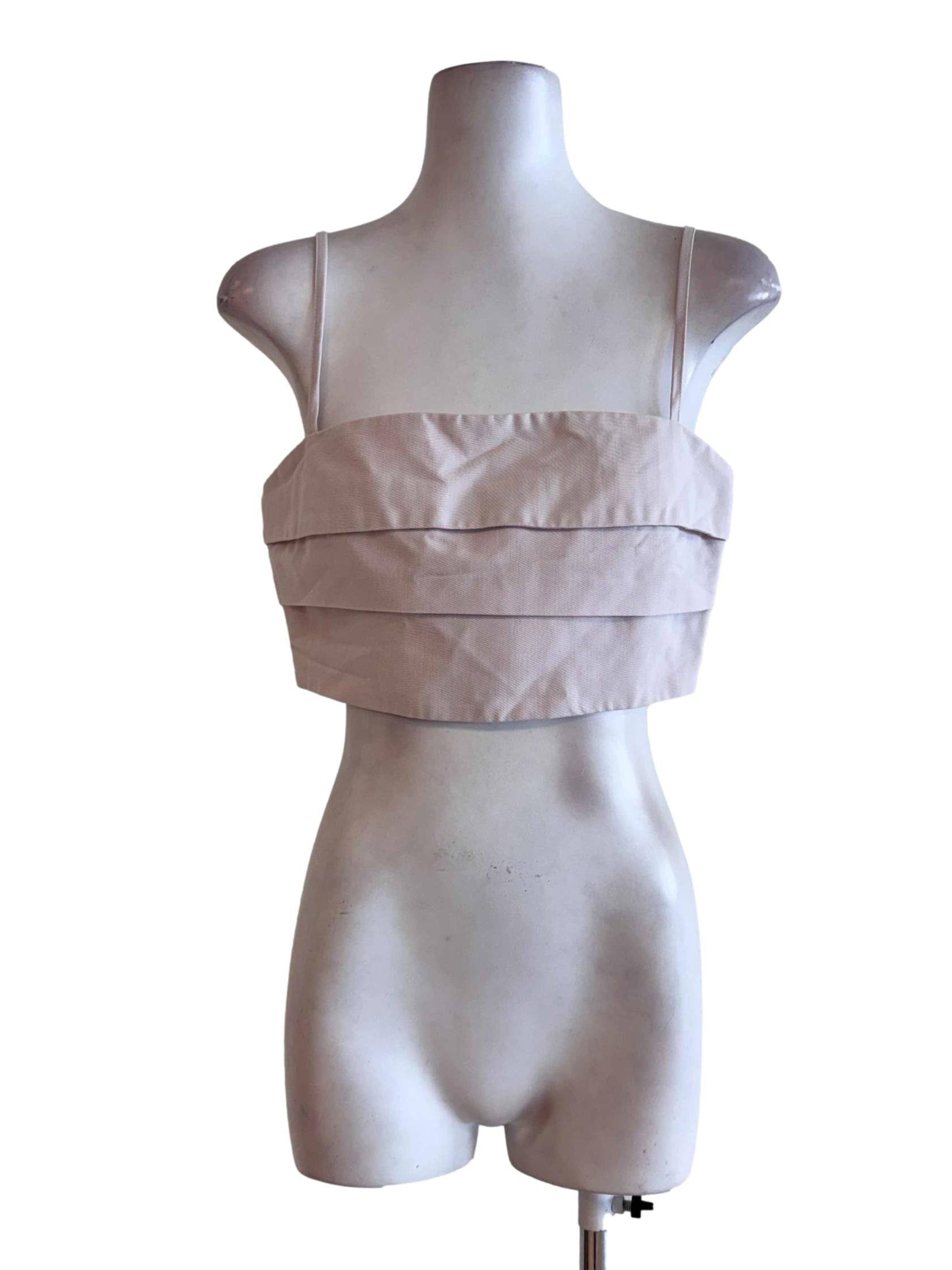 Soft Blush Pink Pleated Crop Top