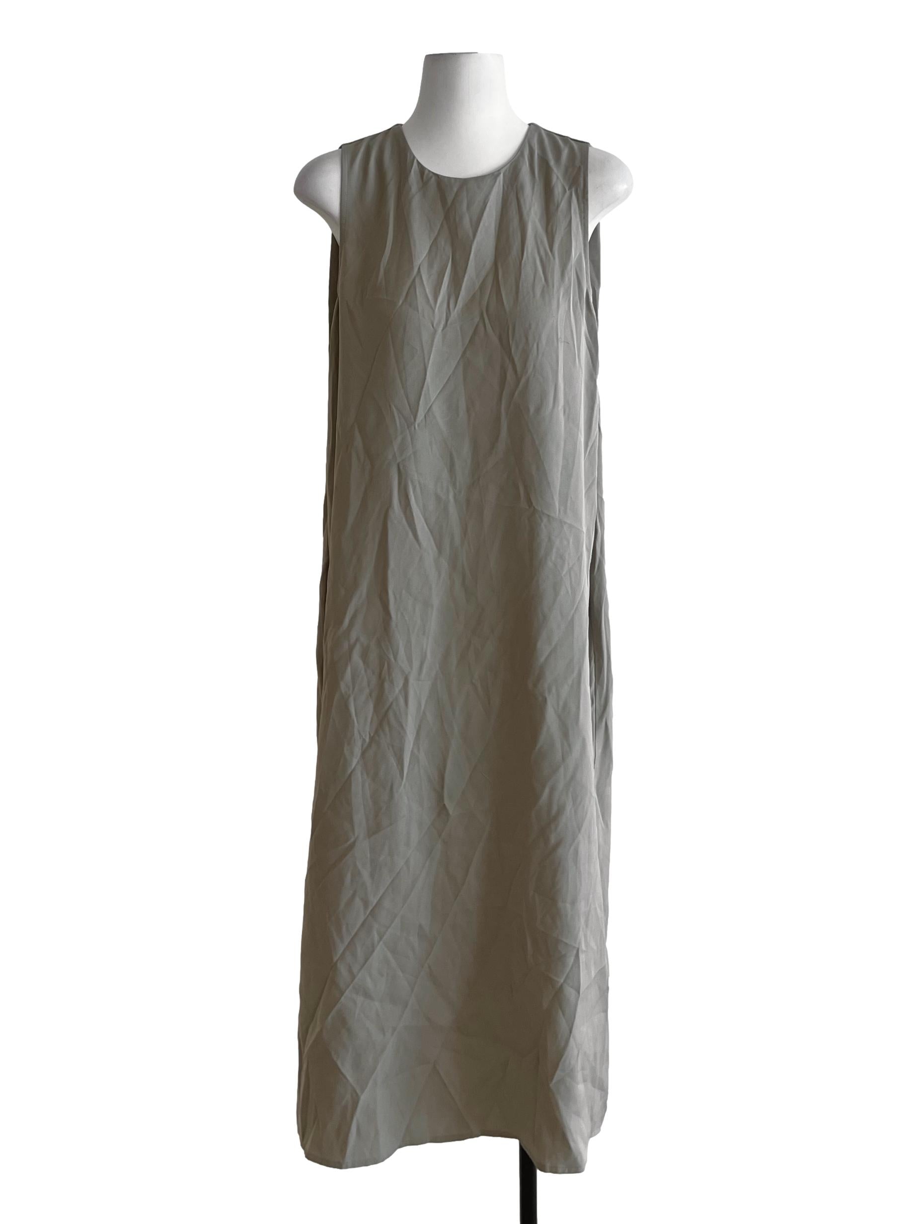 Olive Green Jewel Neckline Shift Dress LB