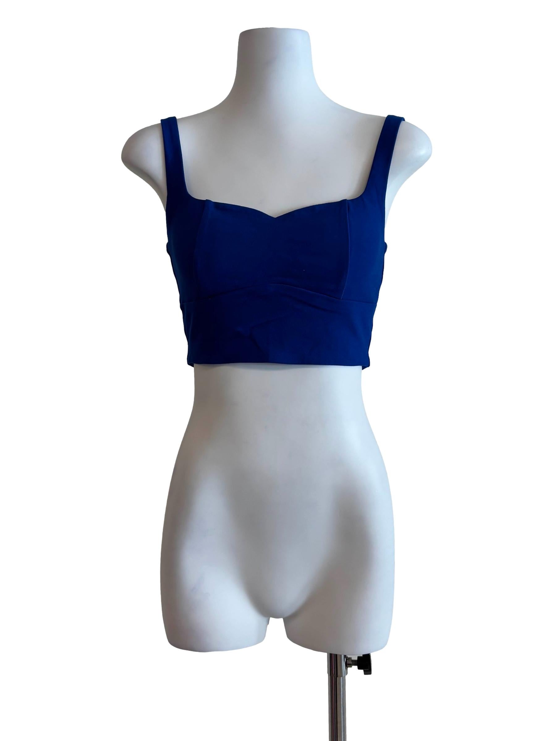 Phtalo Blue Padded Crop Tank Top