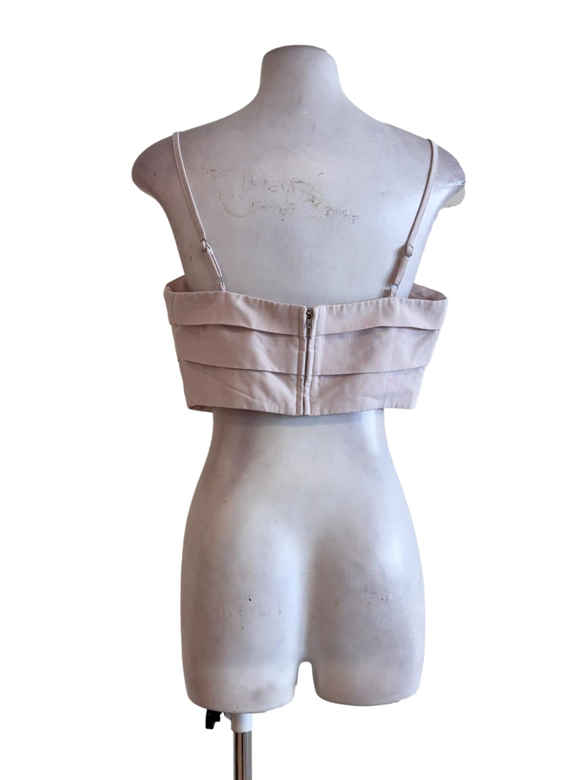 Soft Blush Pink Pleated Crop Top