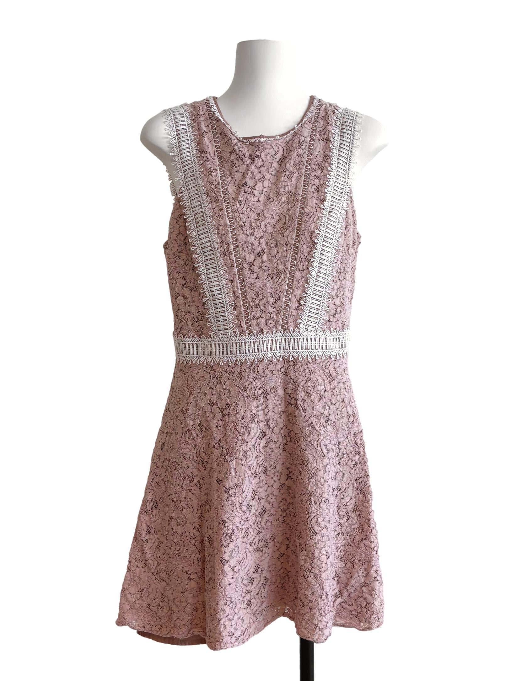 Nude Pink Mini Lace Dress