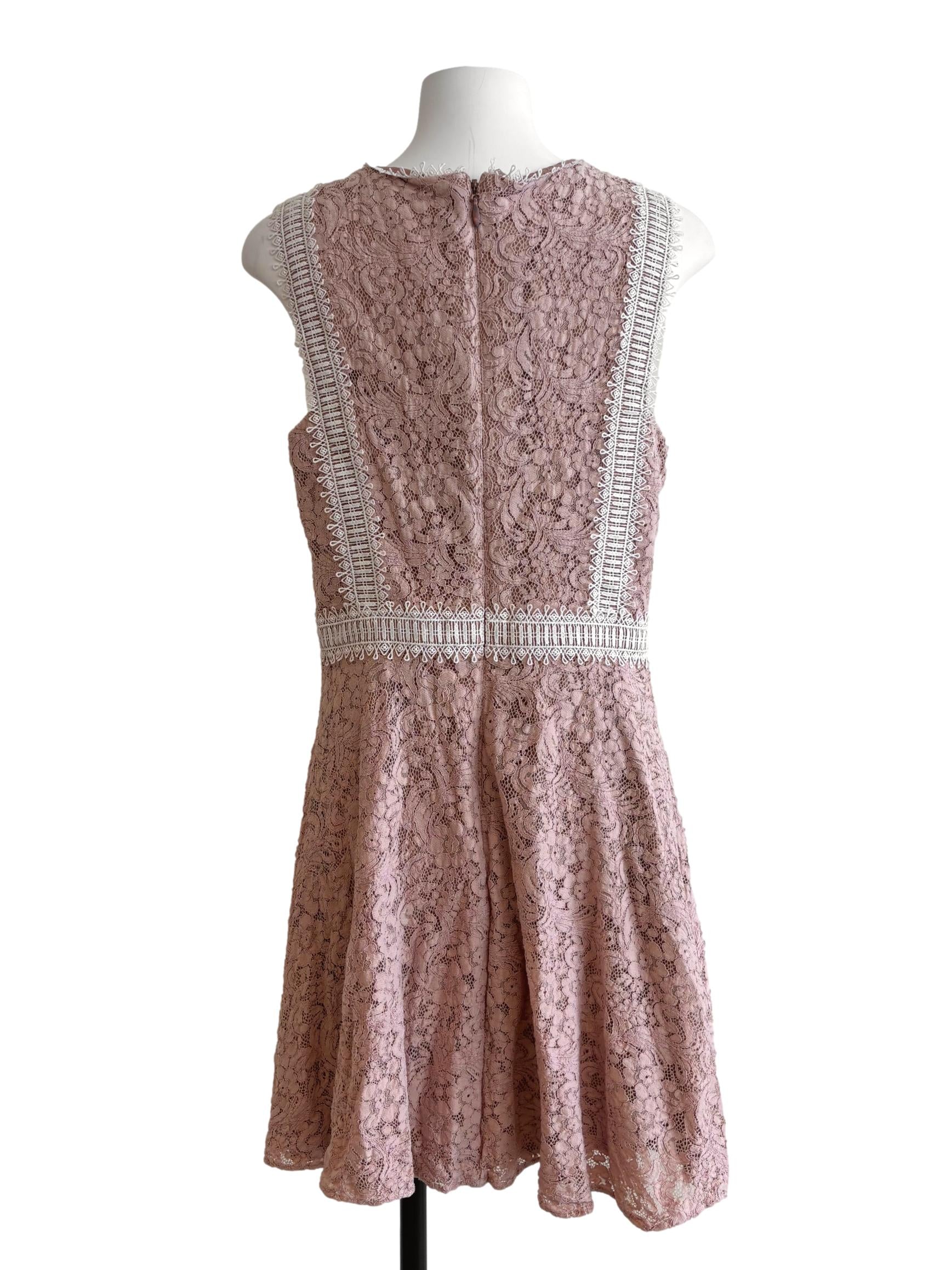 Nude Pink Mini Lace Dress