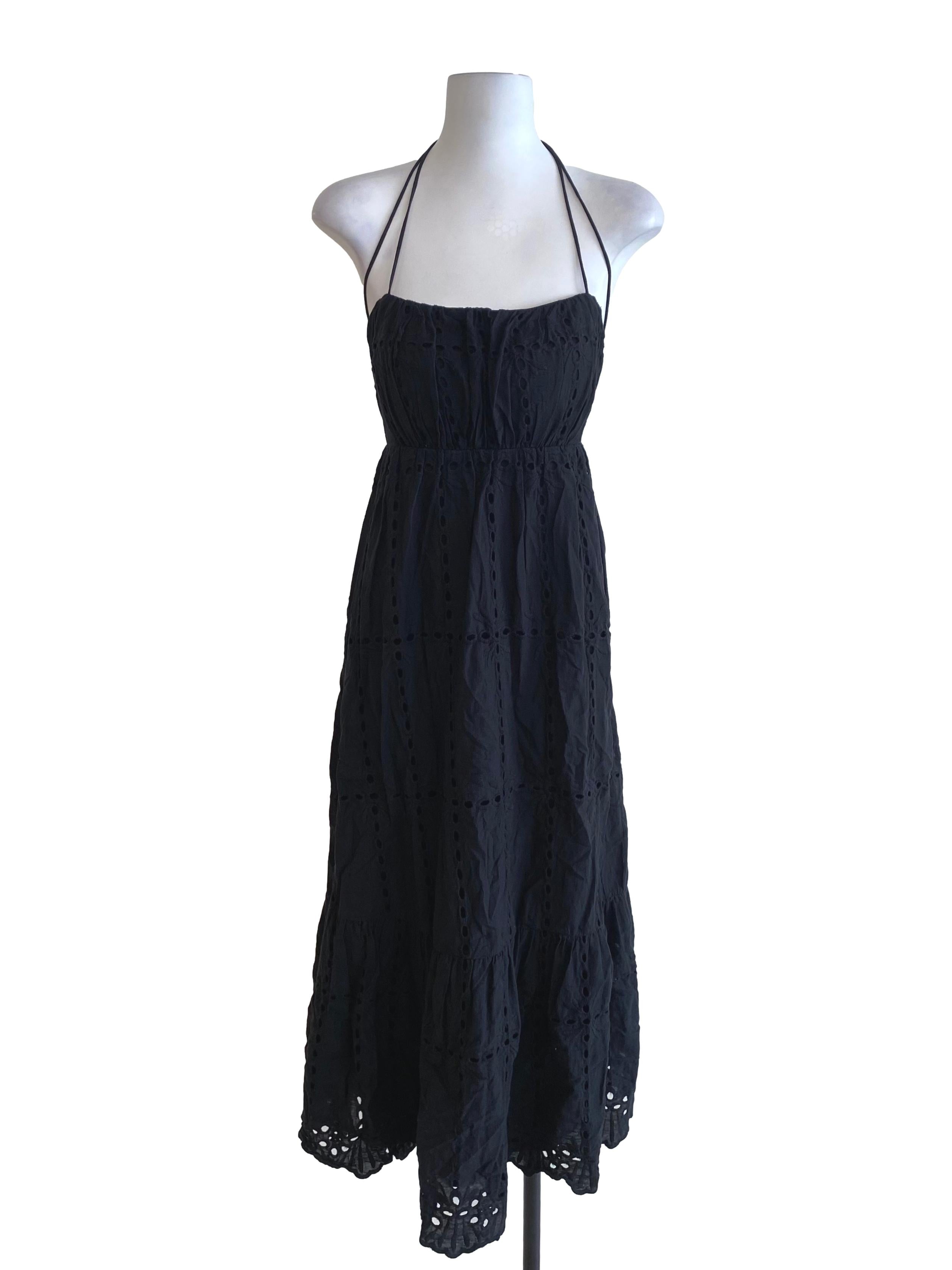 Onyx Black Lace Pattern Drop Waist Dress