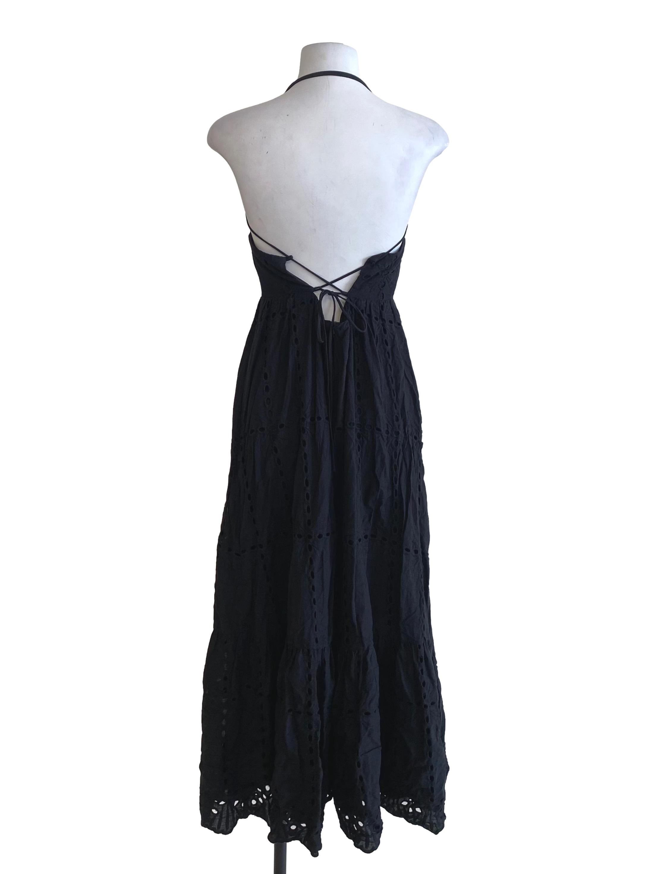 Onyx Black Lace Pattern Drop Waist Dress