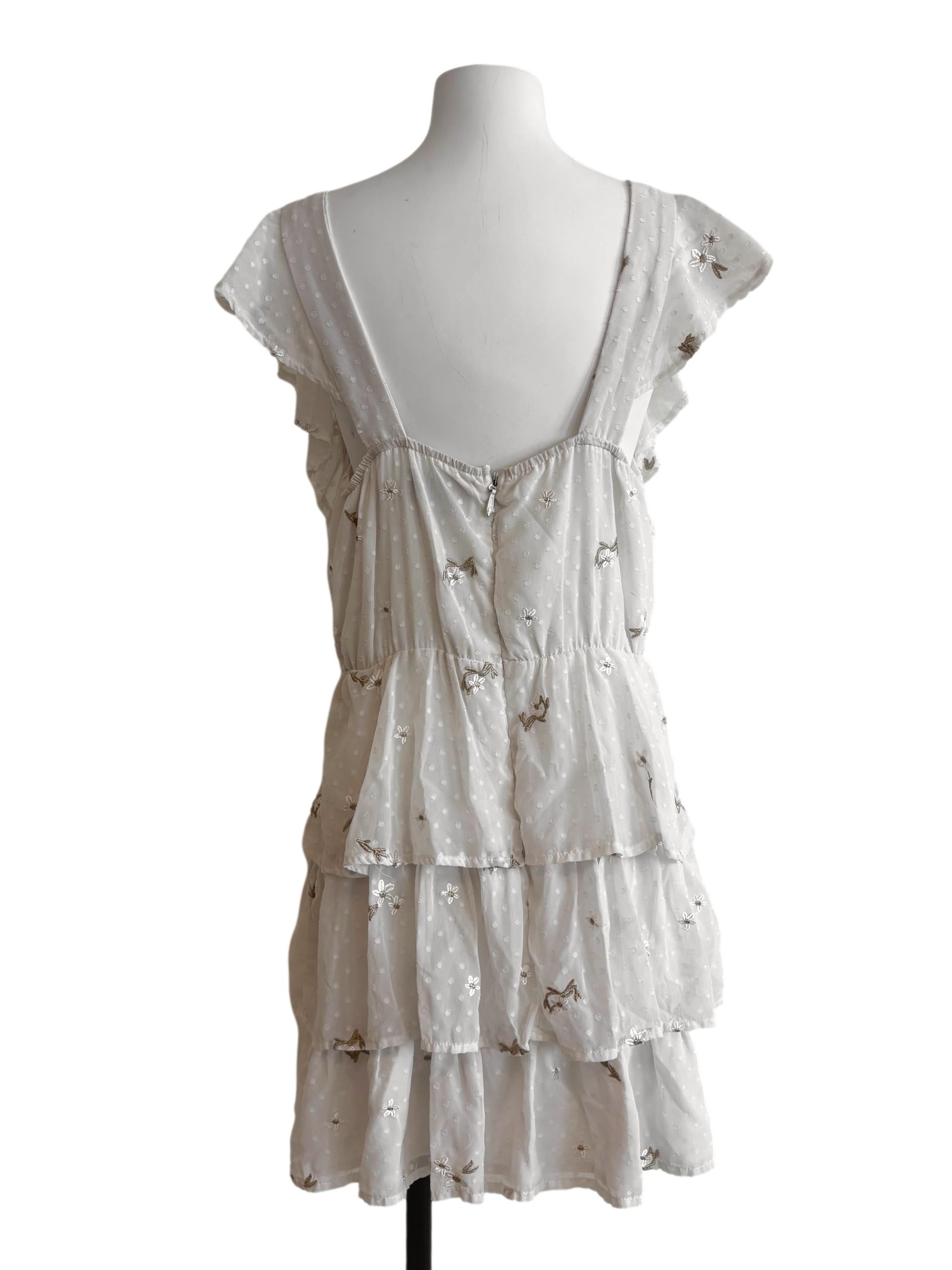 Daisy White Square Neck Tier Dress