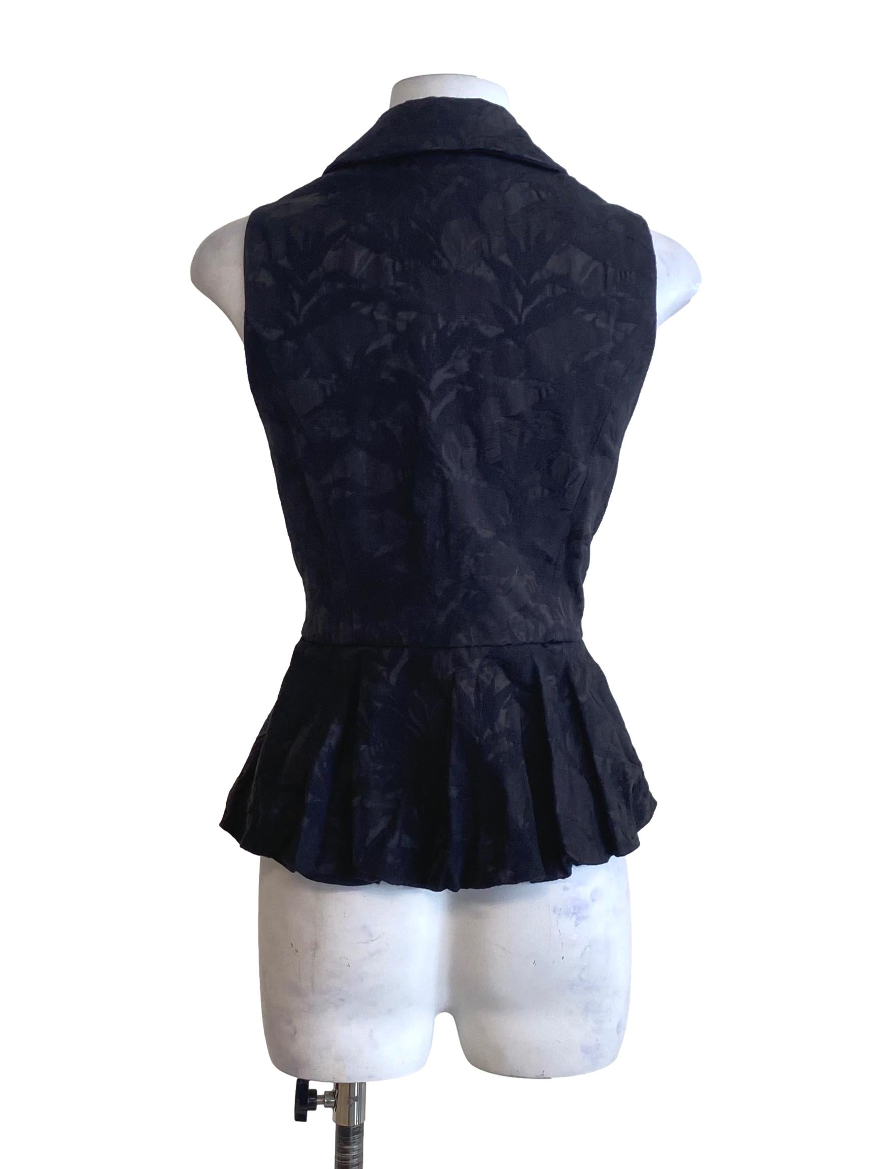 Pitch Black Floral Pattern Button Down Top