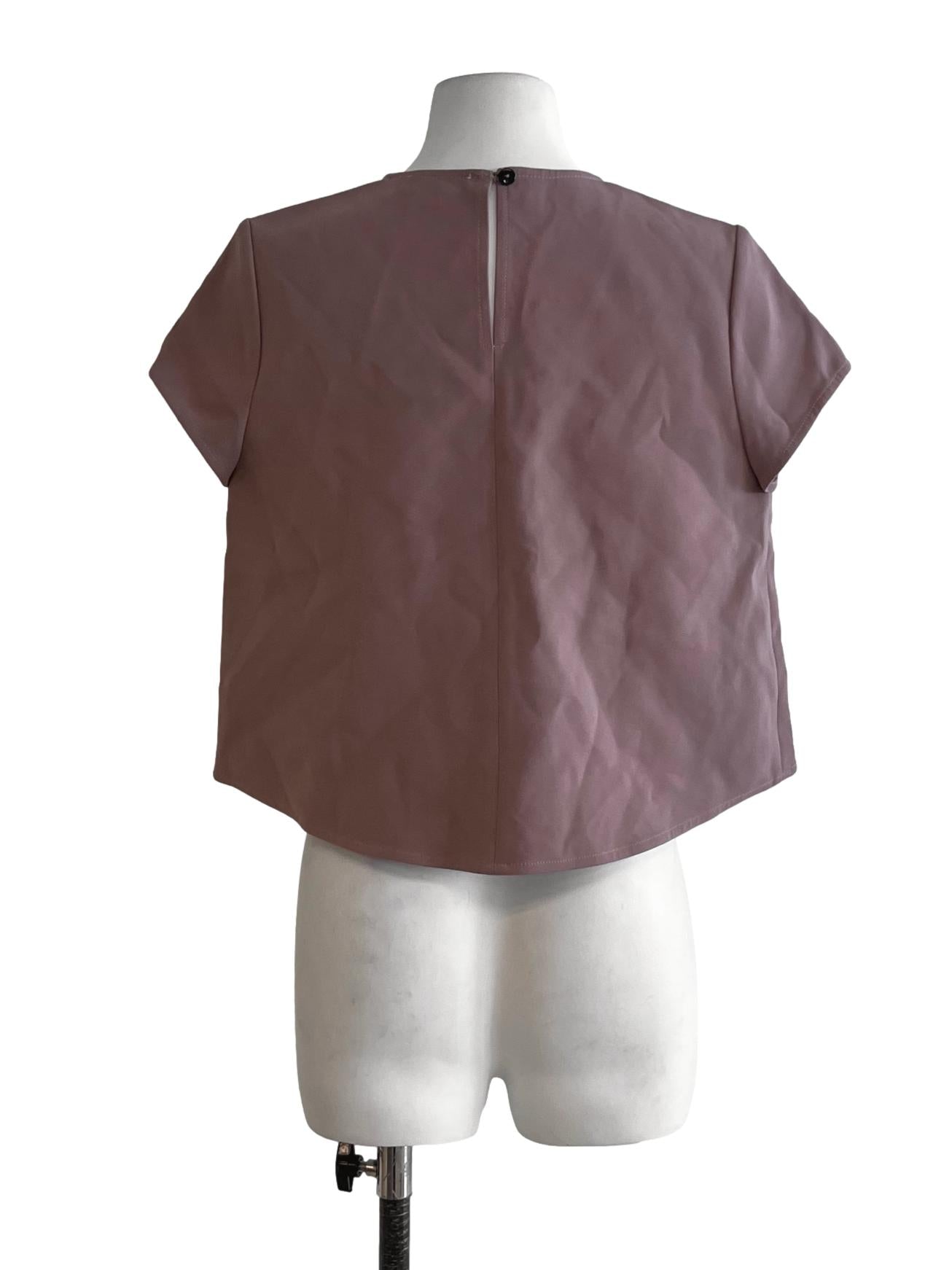 Rose Pink Jewel Neckline Blouse LB