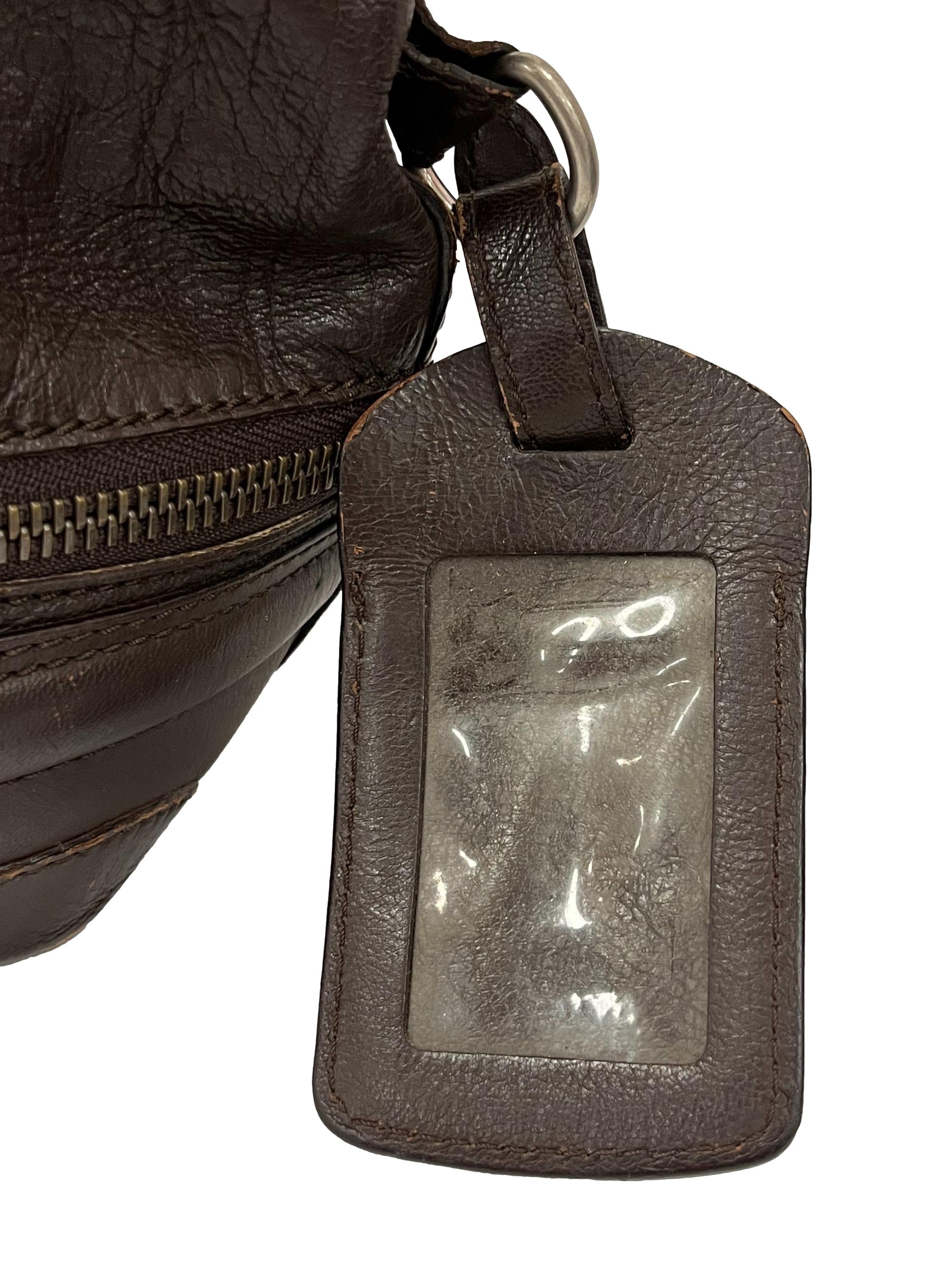 Mocha Anthracite Black Leather Zippered Tote Bag