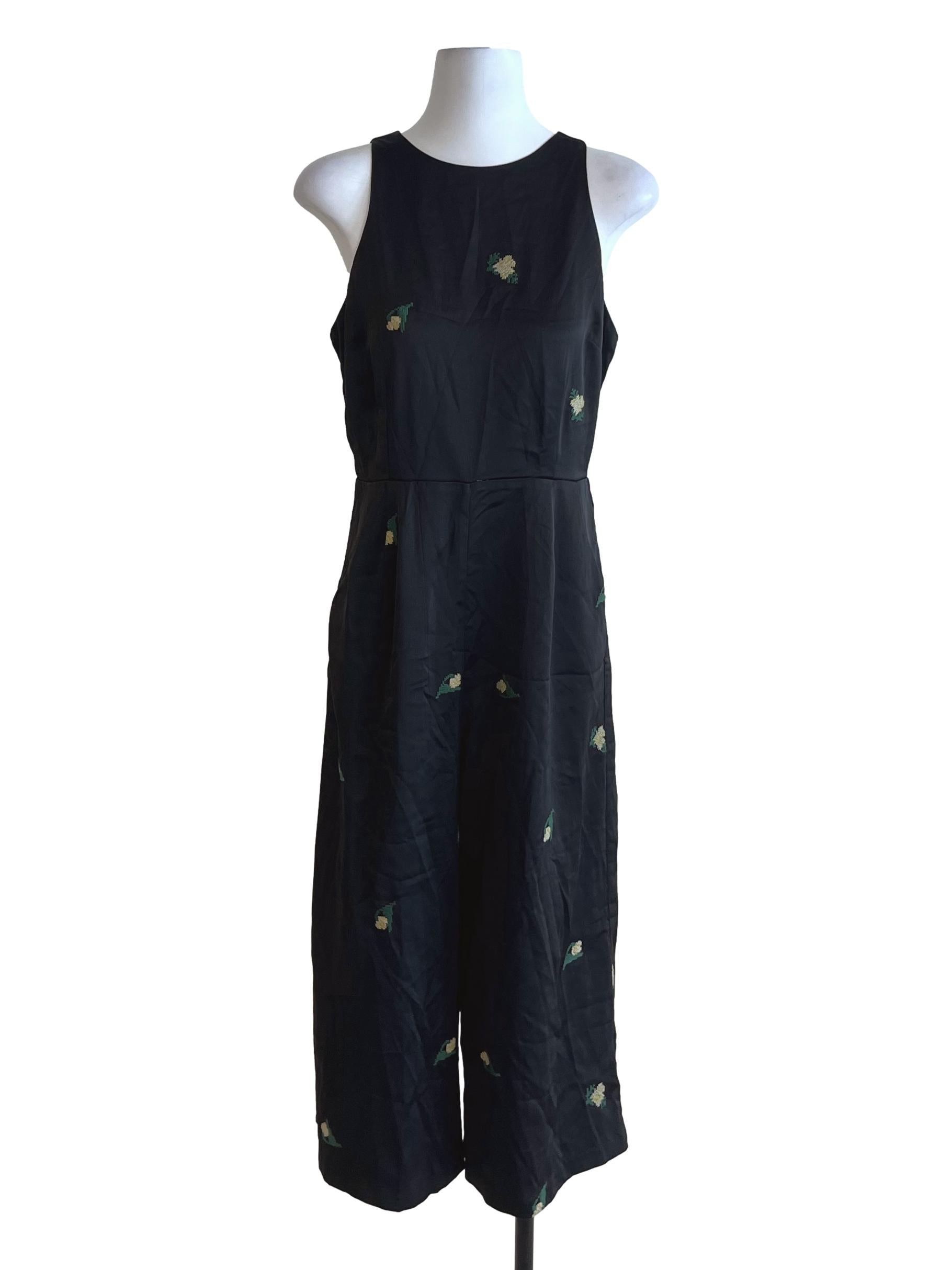 Black Jewel Neckline A-Line Dress
