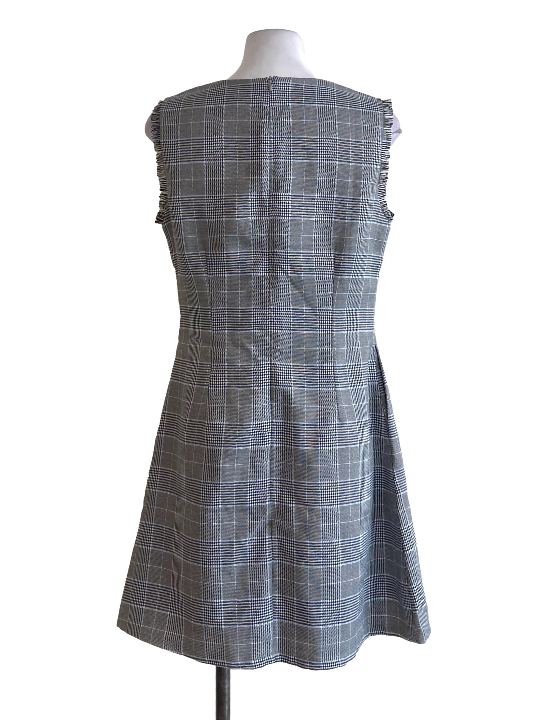Black Sleeveless Tartan Sheath Dress LB