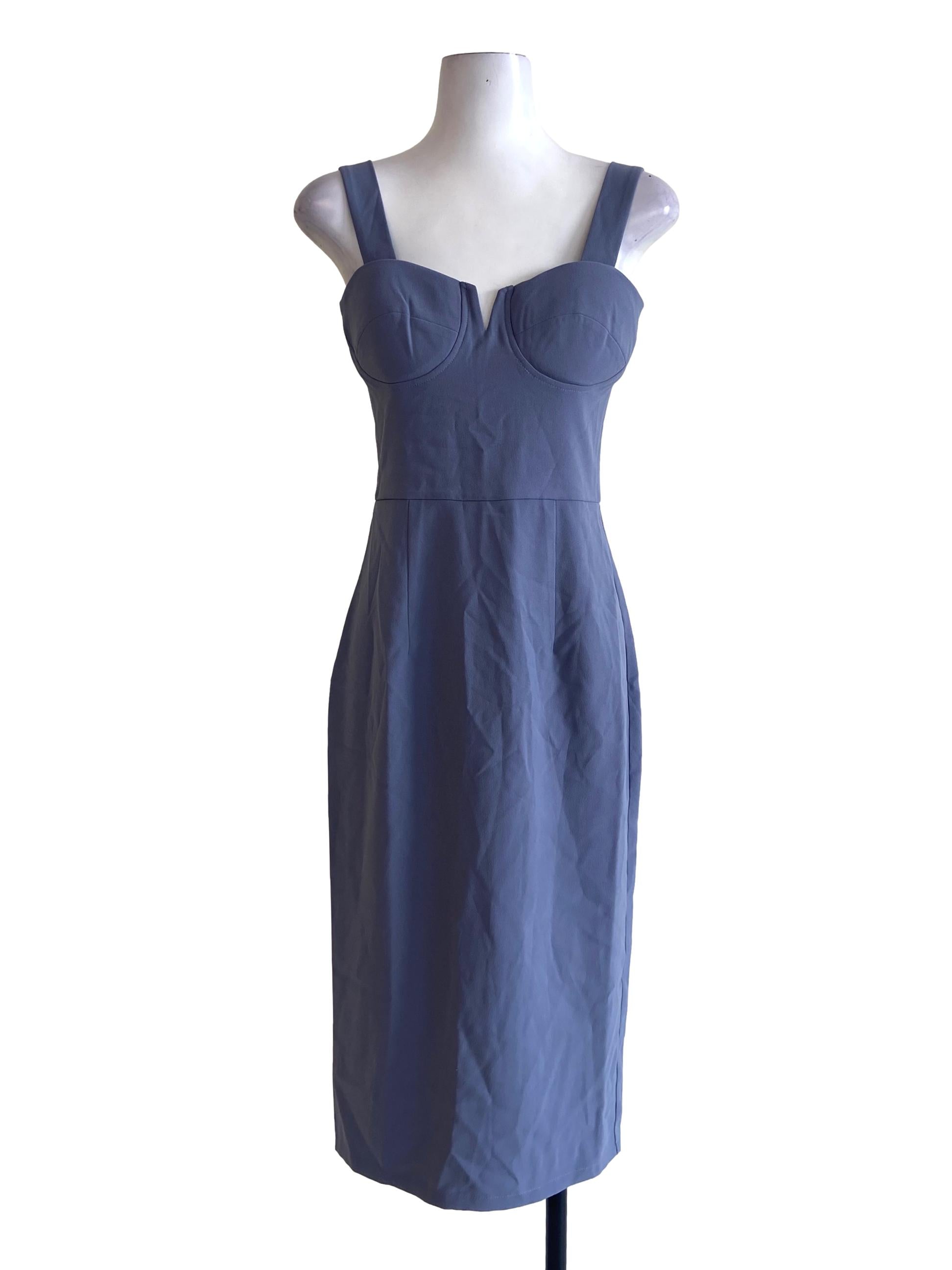 Flint Grey Sleeveless Slit Sheath Dress LB