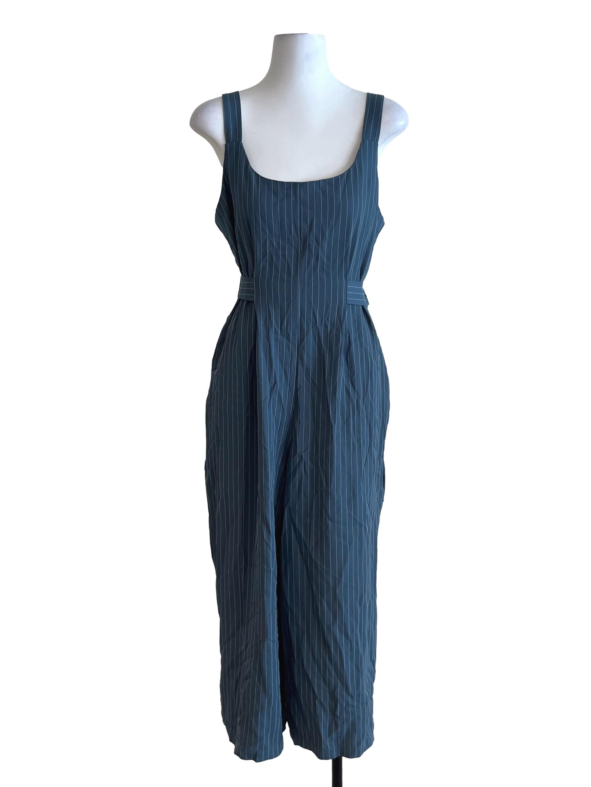 Stone Blue Pencil Stripe Jumpsuit TTR