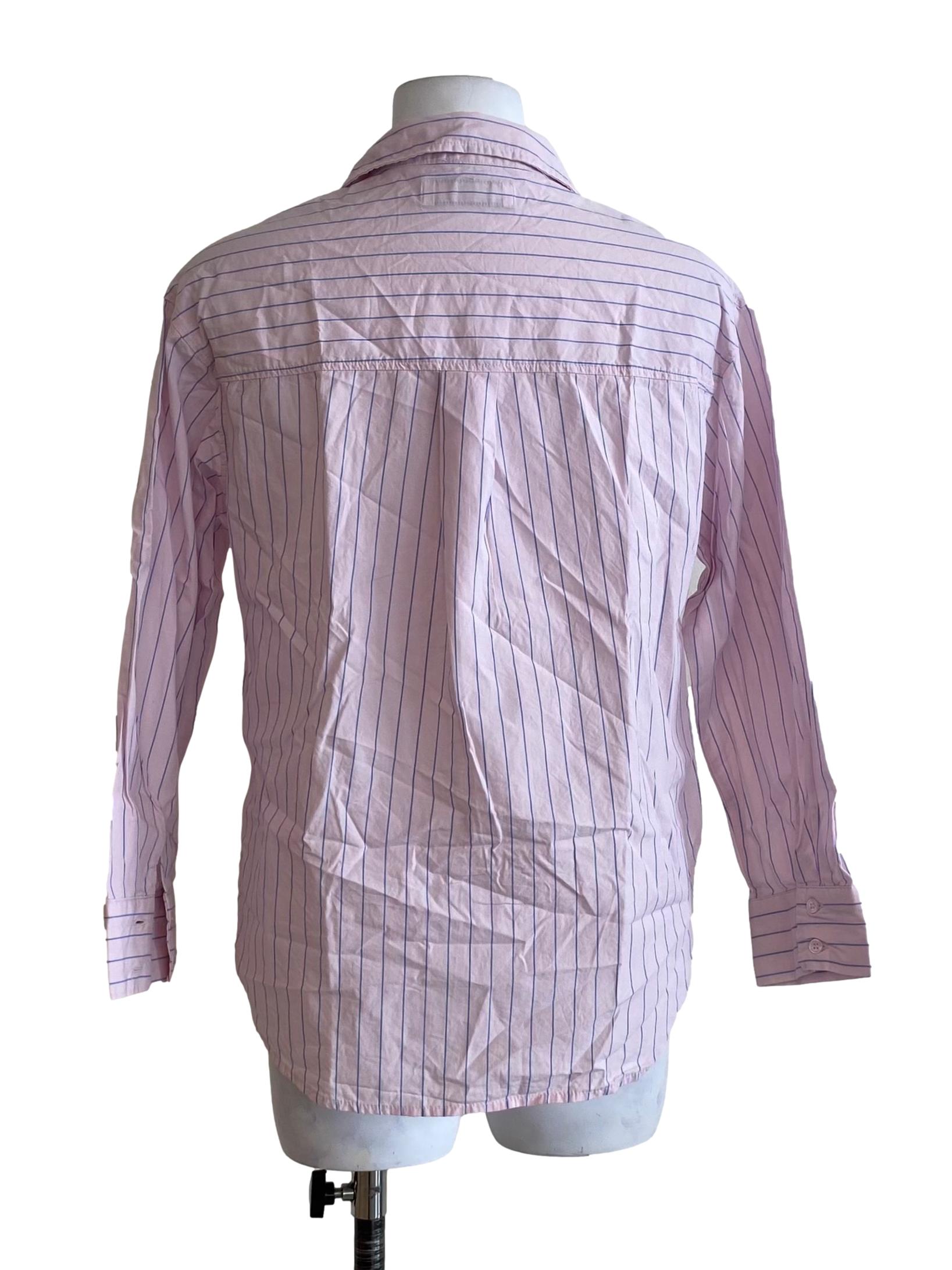 Lemonade Pink With Light Blue Stripes Button Down Shirt