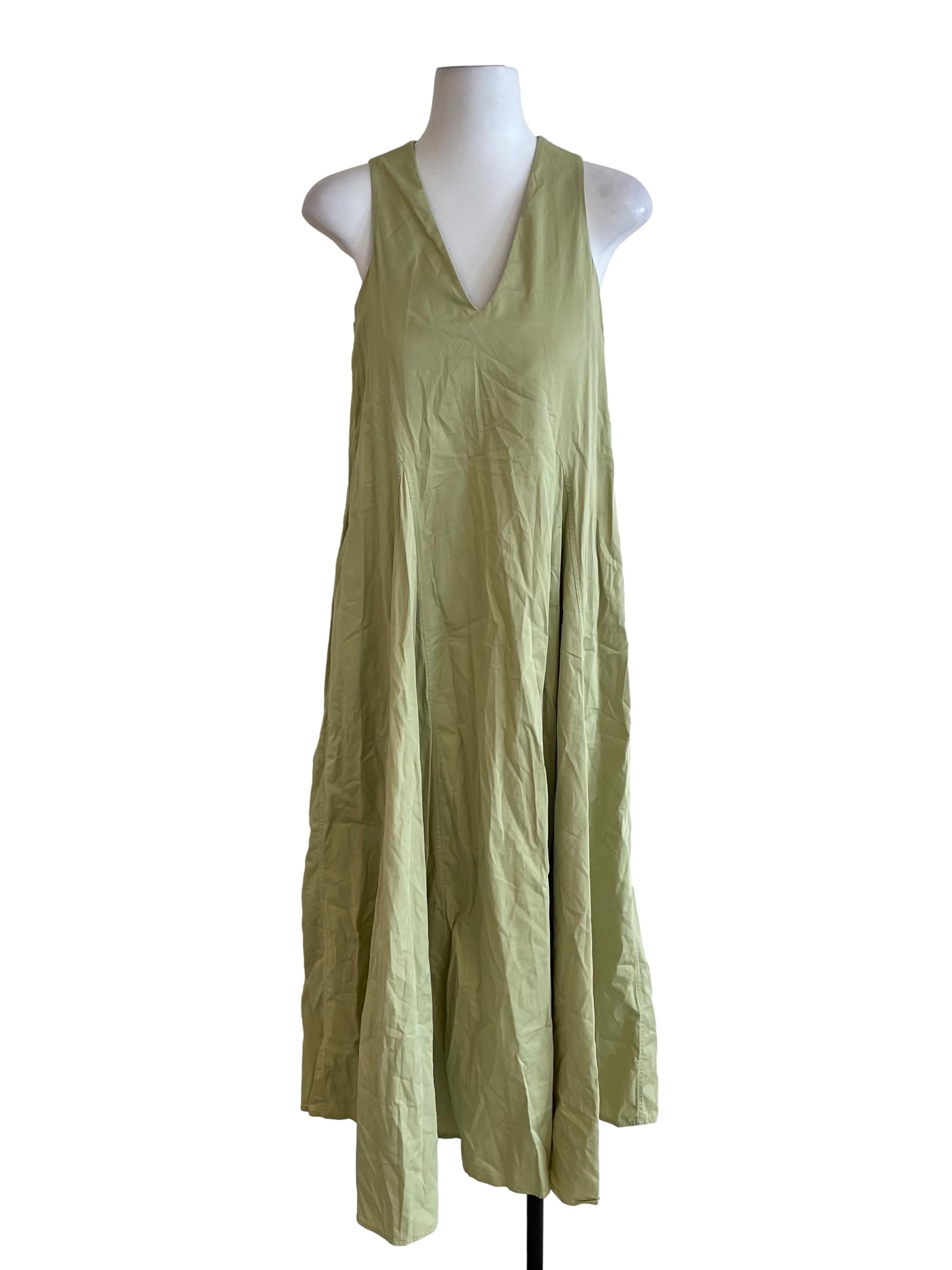 Light Green Full Circle V Neck Dress