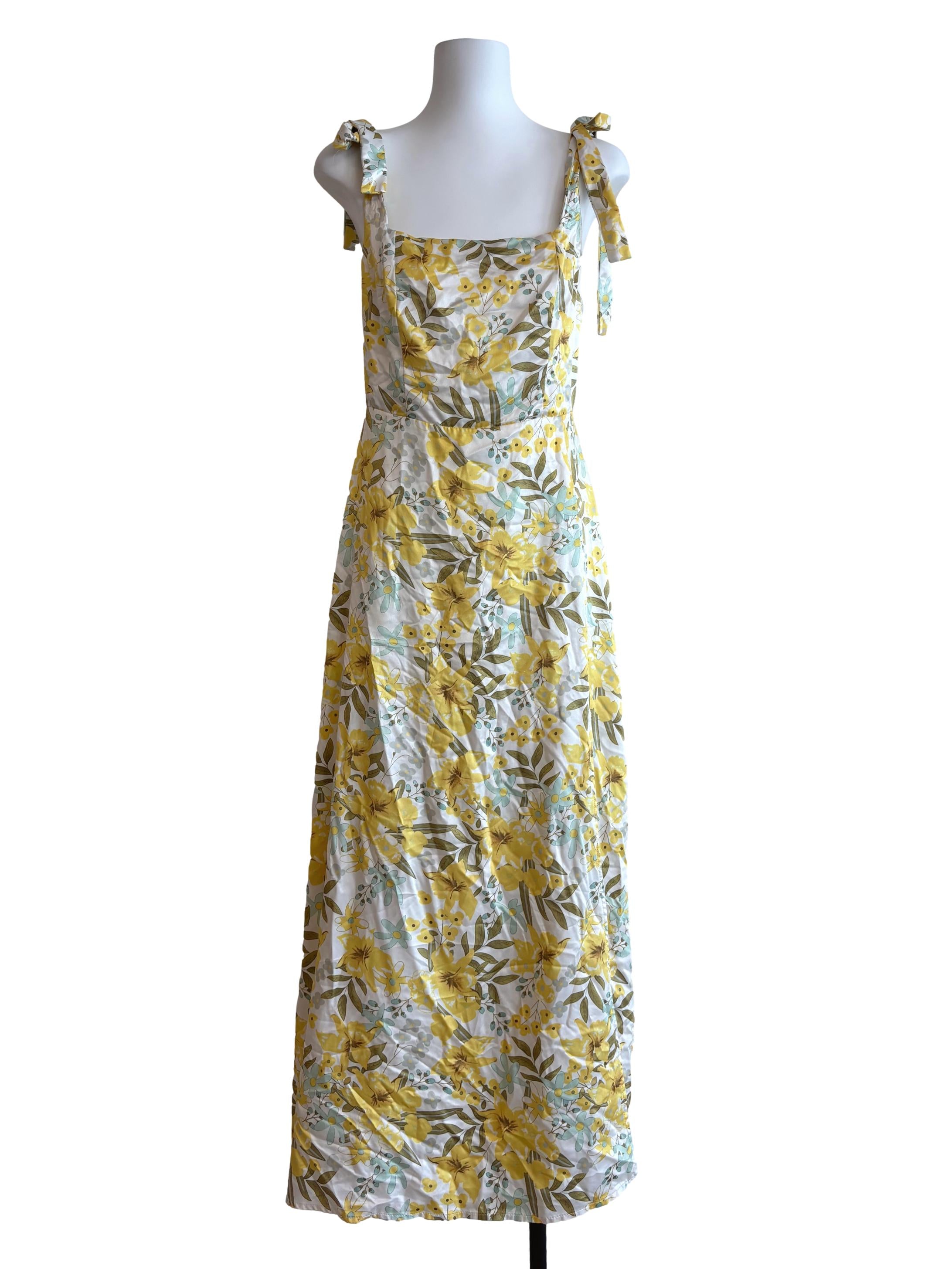 Daffodil Yellow Floral Maxi Dress