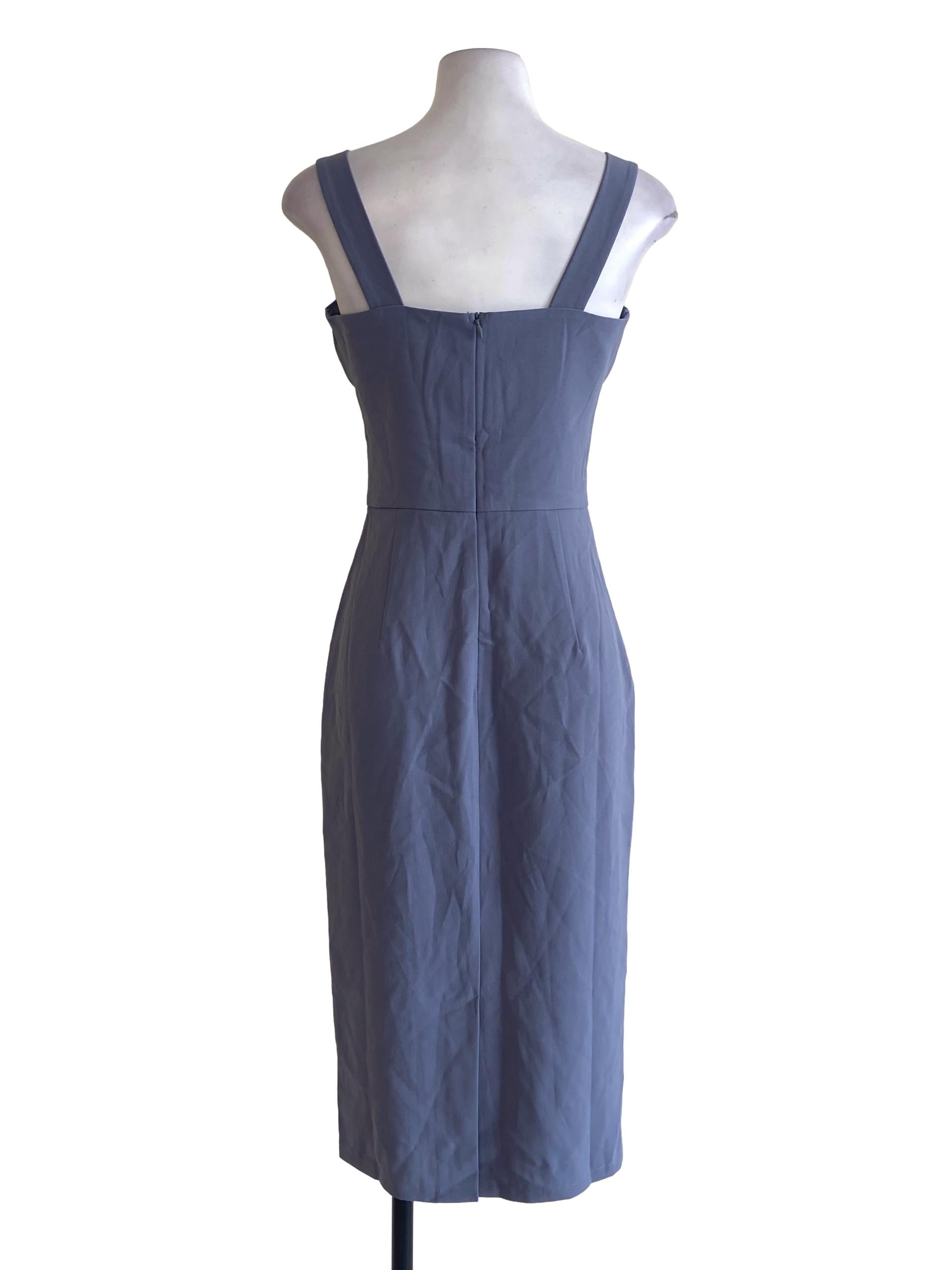Flint Grey Sleeveless Slit Sheath Dress LB