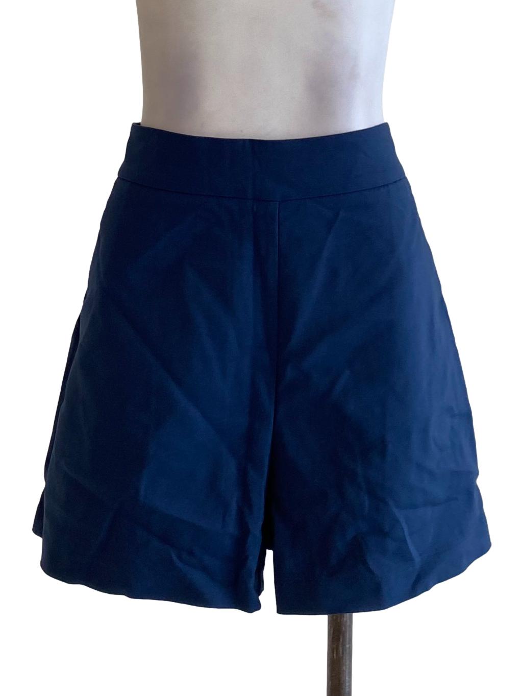 Navy Blue High Waisted Buttonless Shorts