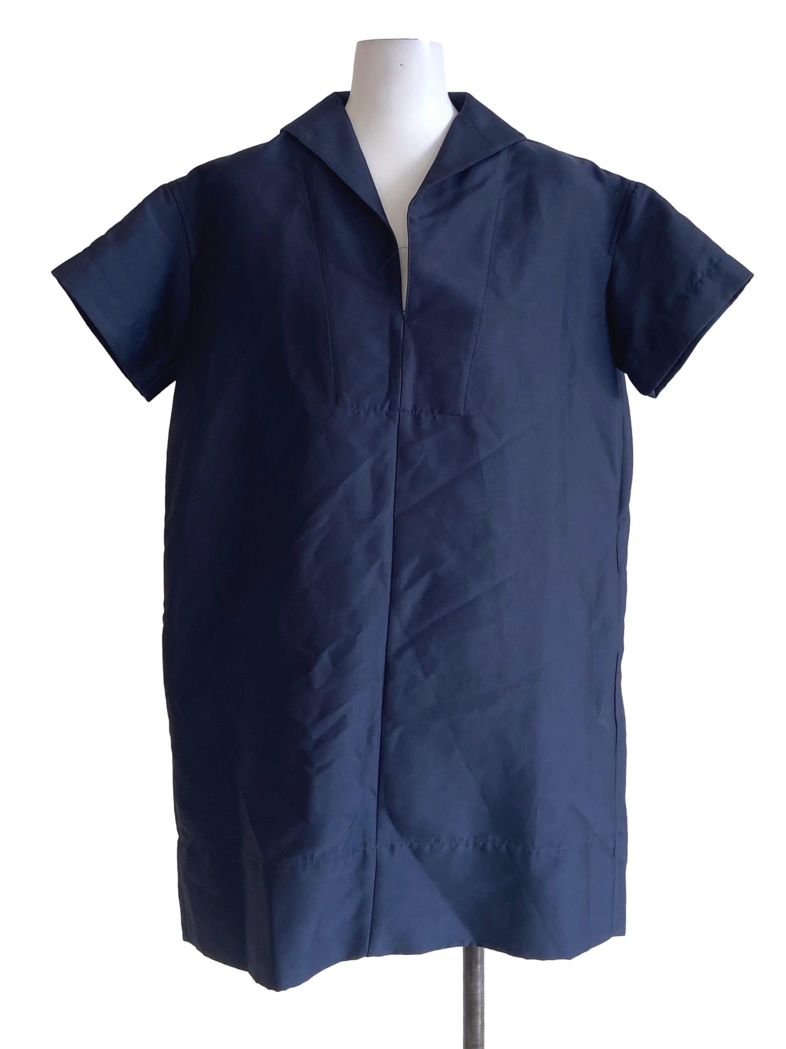 Navy Blue V Neck Dress