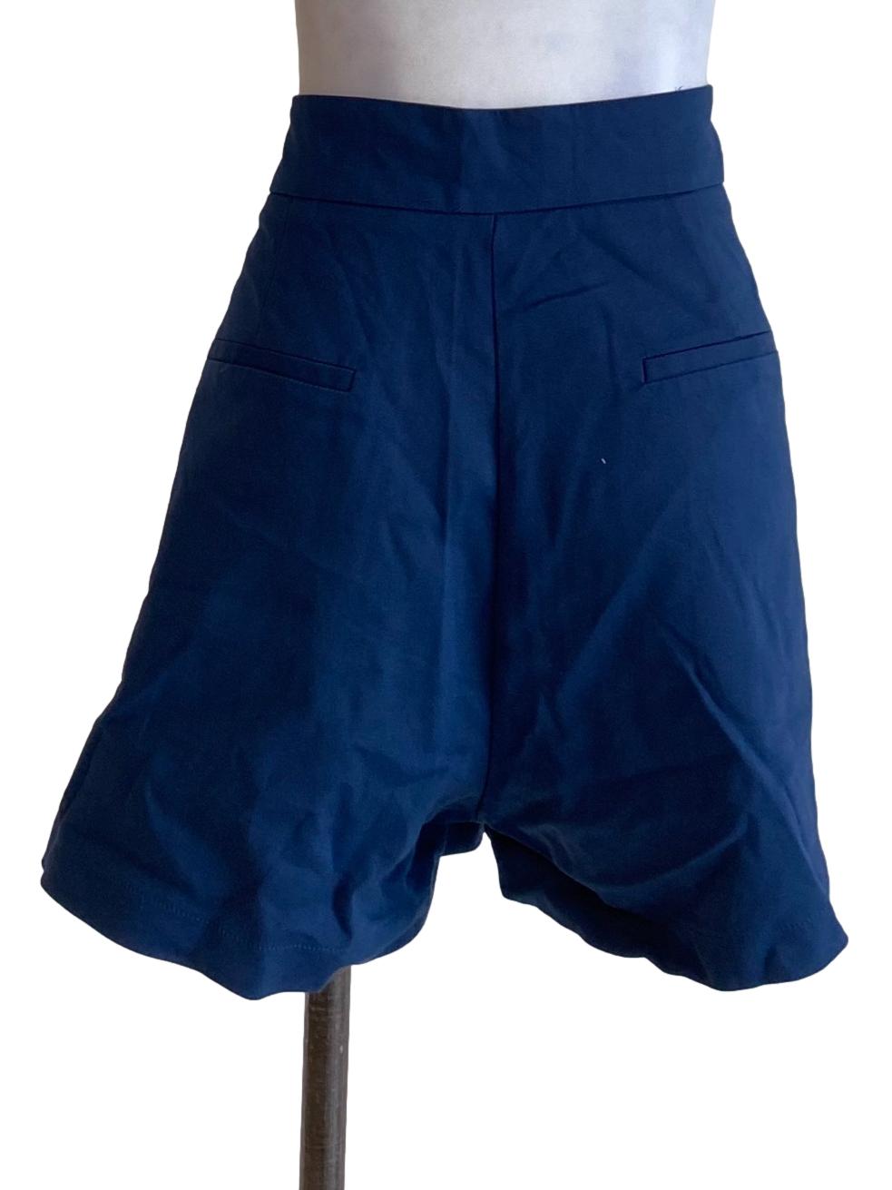 Navy Blue High Waisted Buttonless Shorts