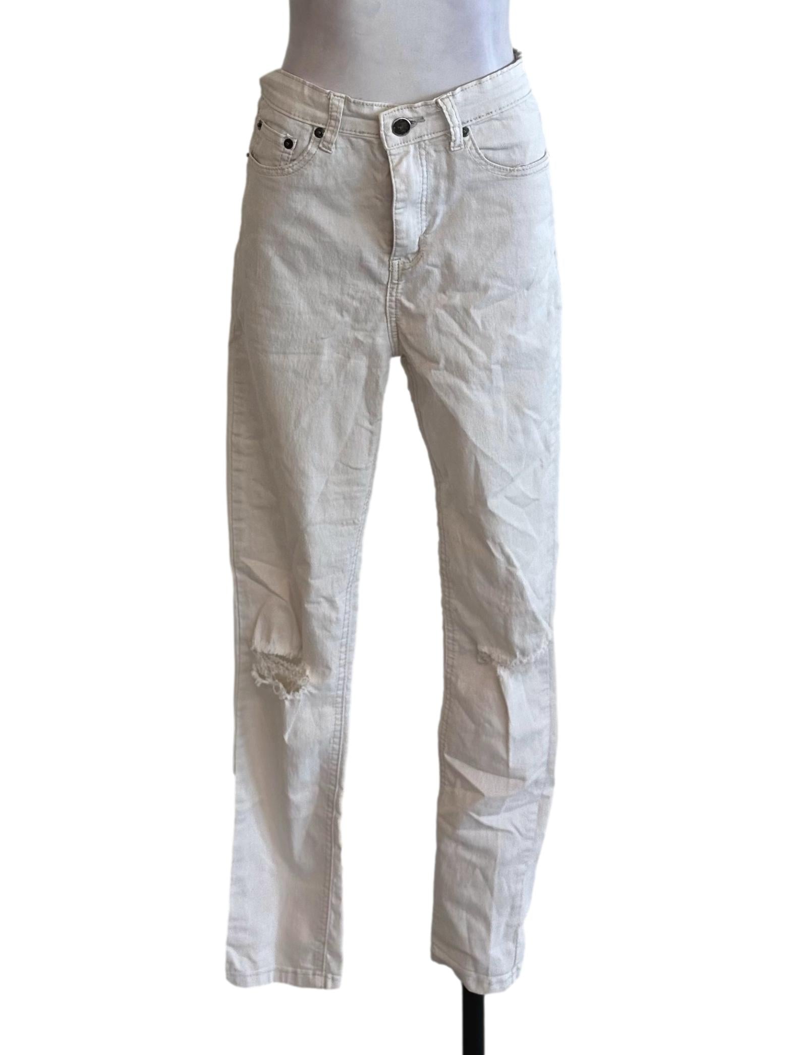 Salt White Denim Skinny Ripped Jeans YHF