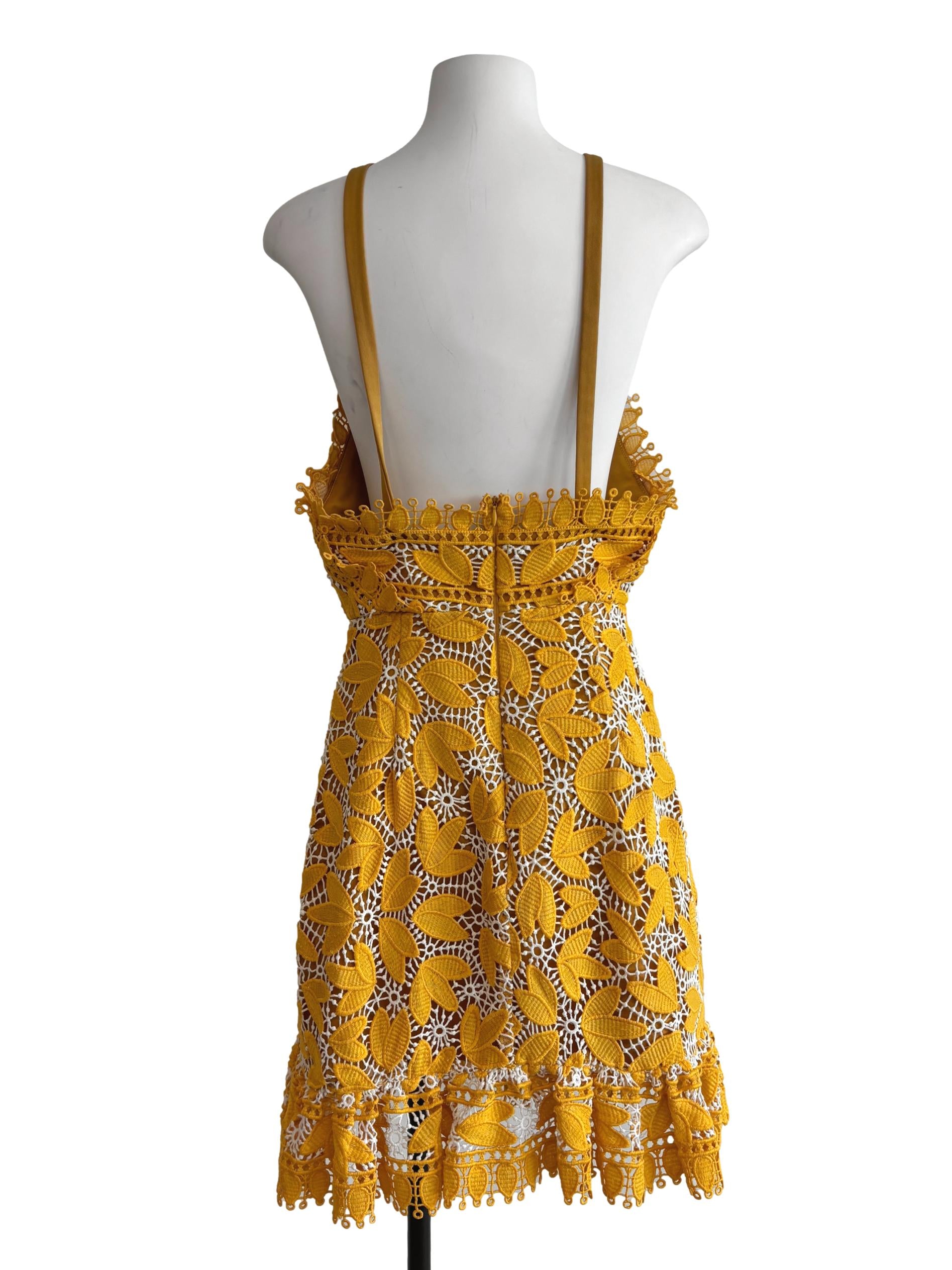 Honey Yellow A-Line Mini Lace Dress
