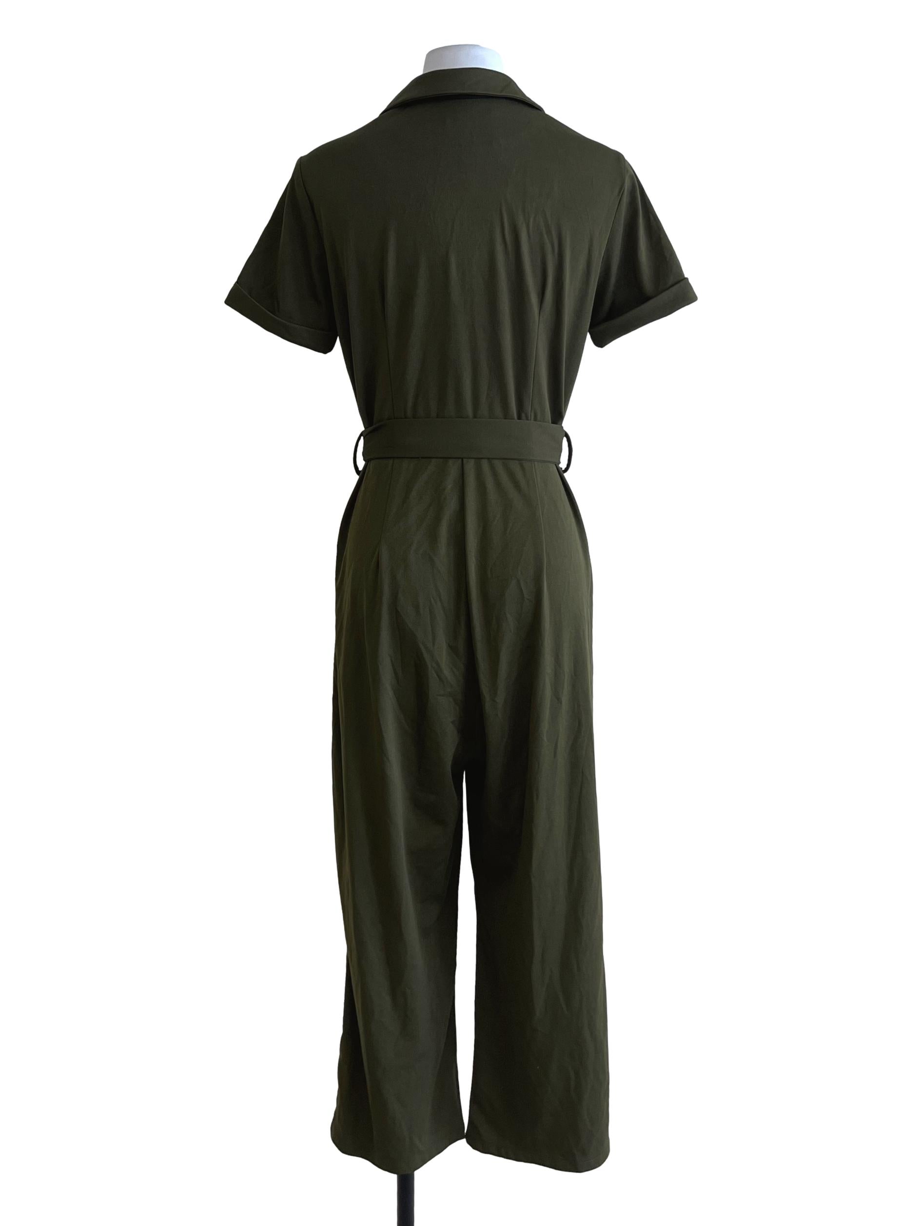 Moss Green Wing Collar Jumpsuit