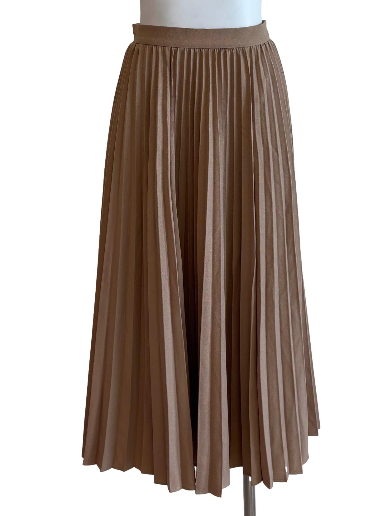 Buff Brown Pleated Skirt