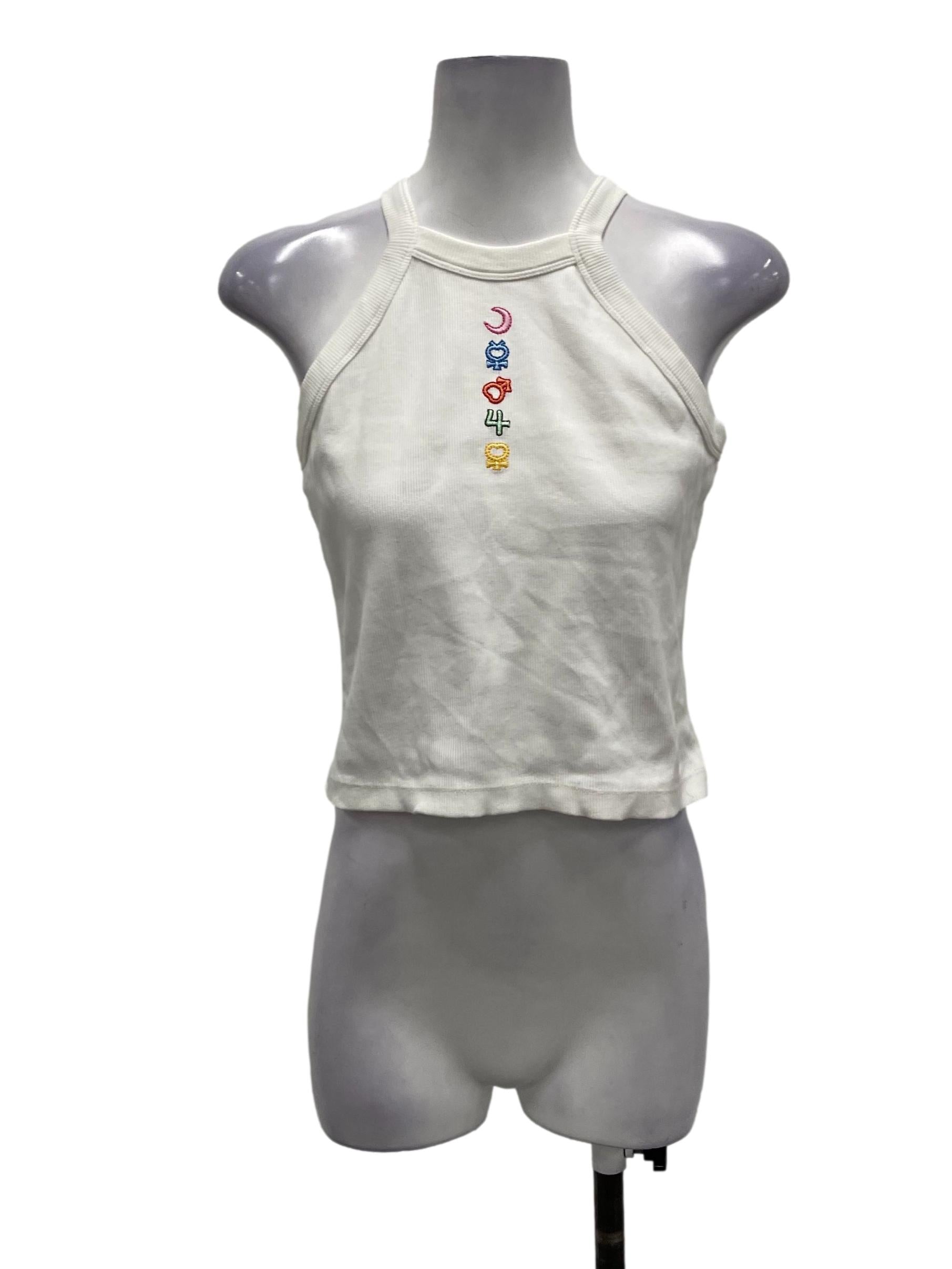 Pomelo White Ribbed Halter Tank