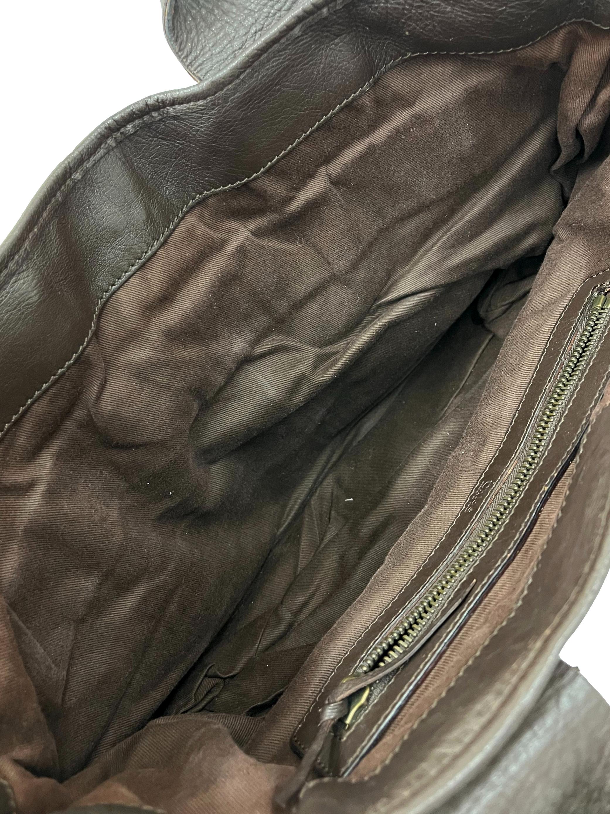 Mocha Anthracite Black Leather Zippered Tote Bag