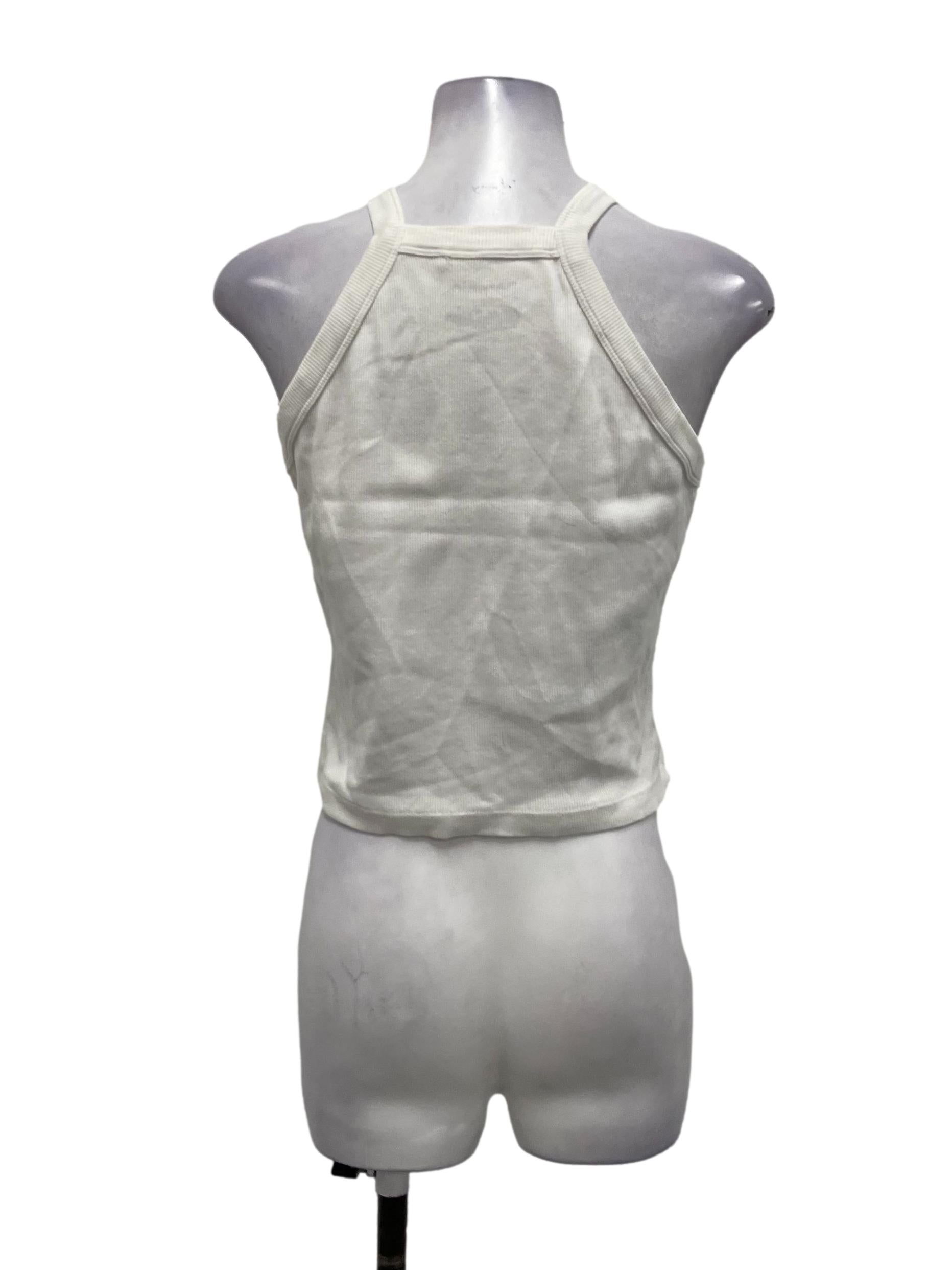 Pomelo White Ribbed Halter Tank