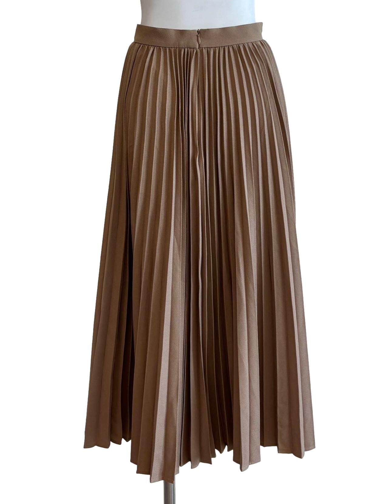 Buff Brown Pleated Skirt