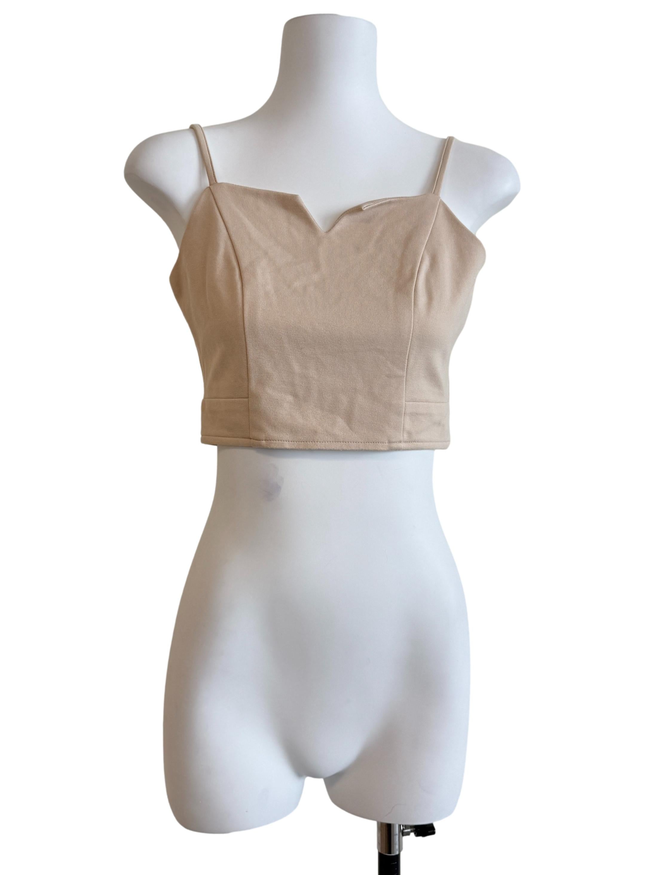 Cream Spaghetti Strap Sleeveless Top