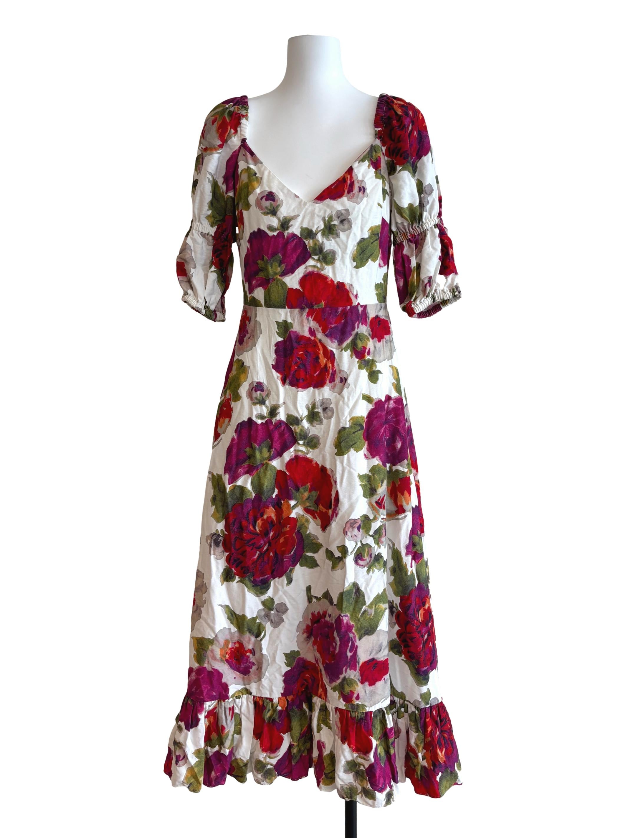 White Multicolour Floral Maxi Dress