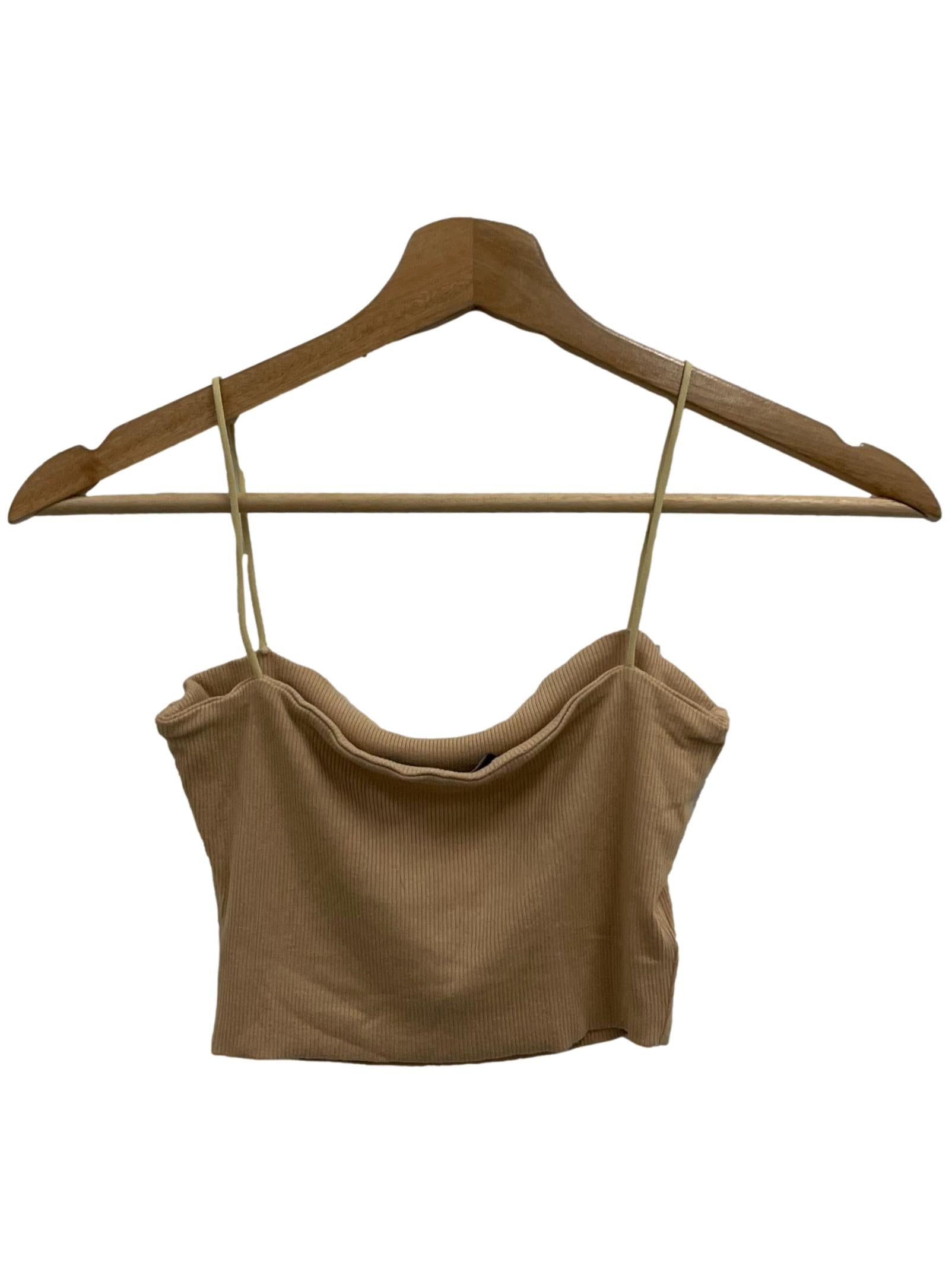 Supergurl Nude Ribbed Across Neck Crop Tank