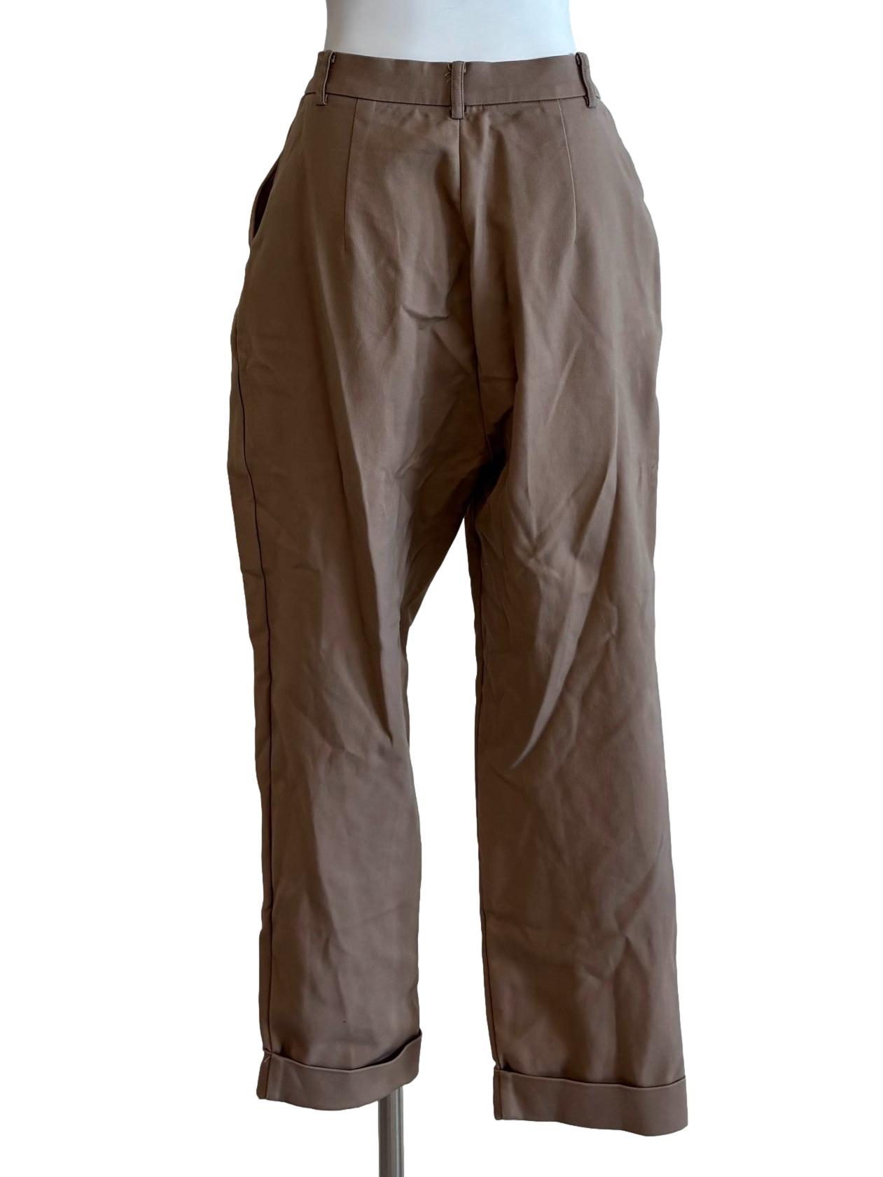 Buff Brown Cropped Slim Fit Pants