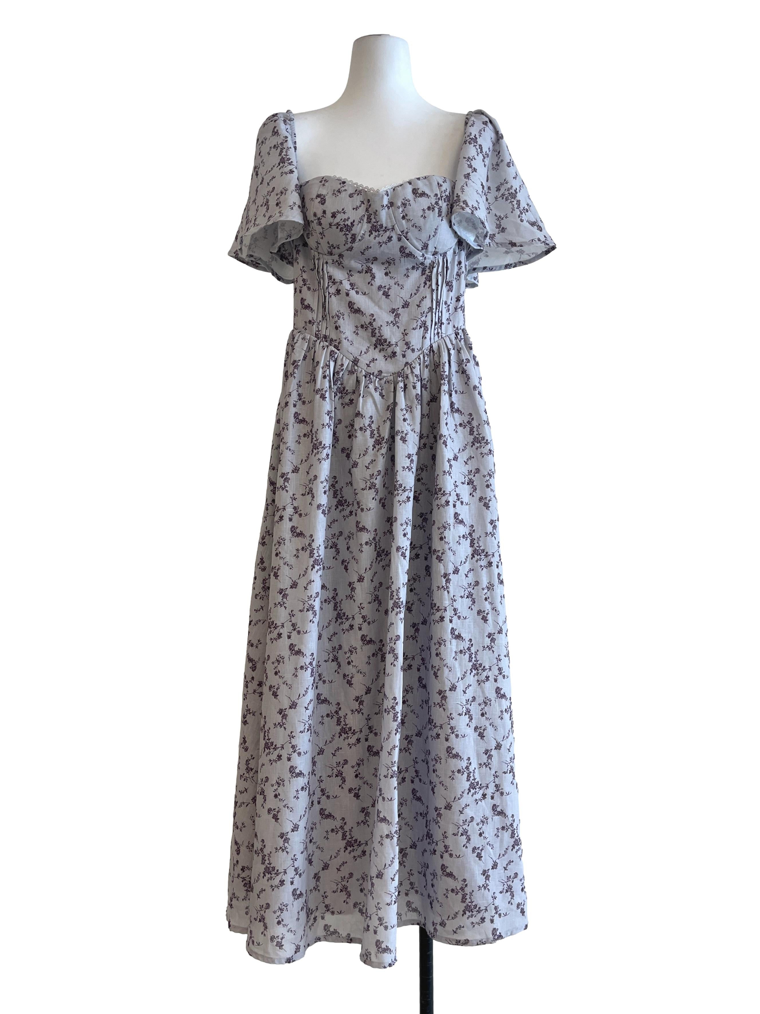 Cloud Silver Sweetheart Maxi Dress