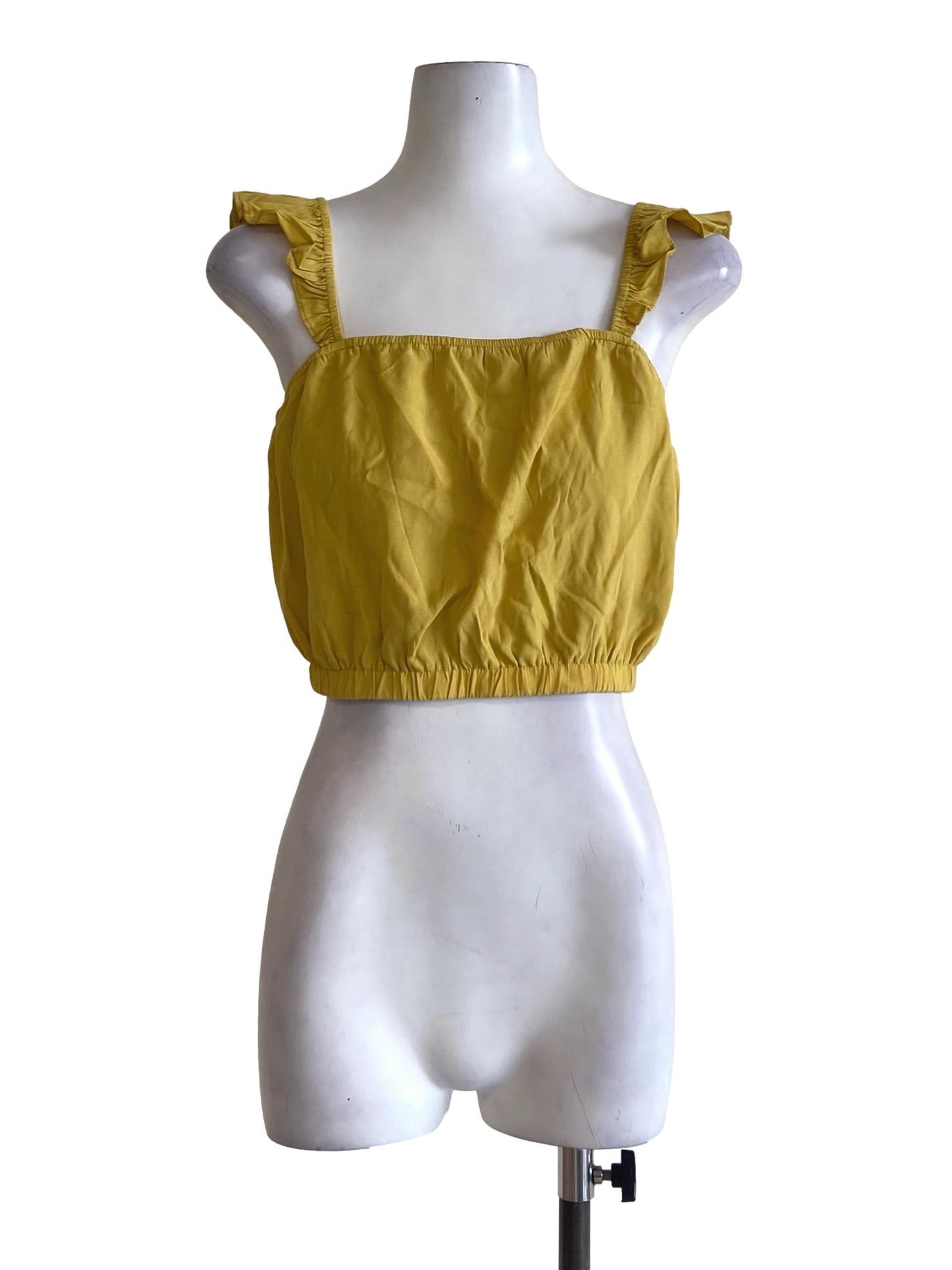 Butter Yellow Square Neck Crop Top TCL