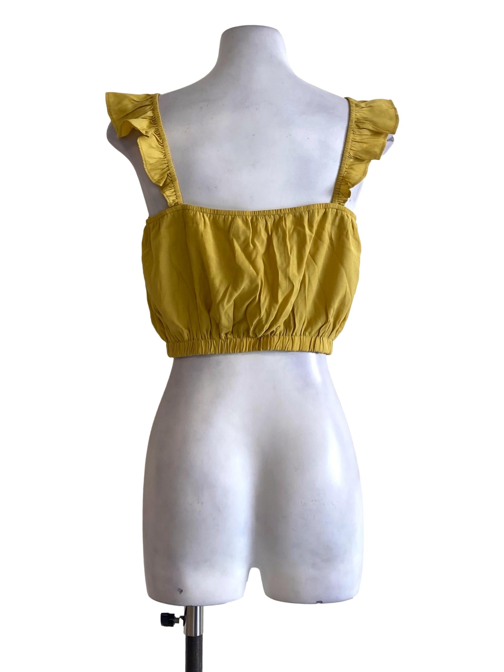Butter Yellow Square Neck Crop Top TCL