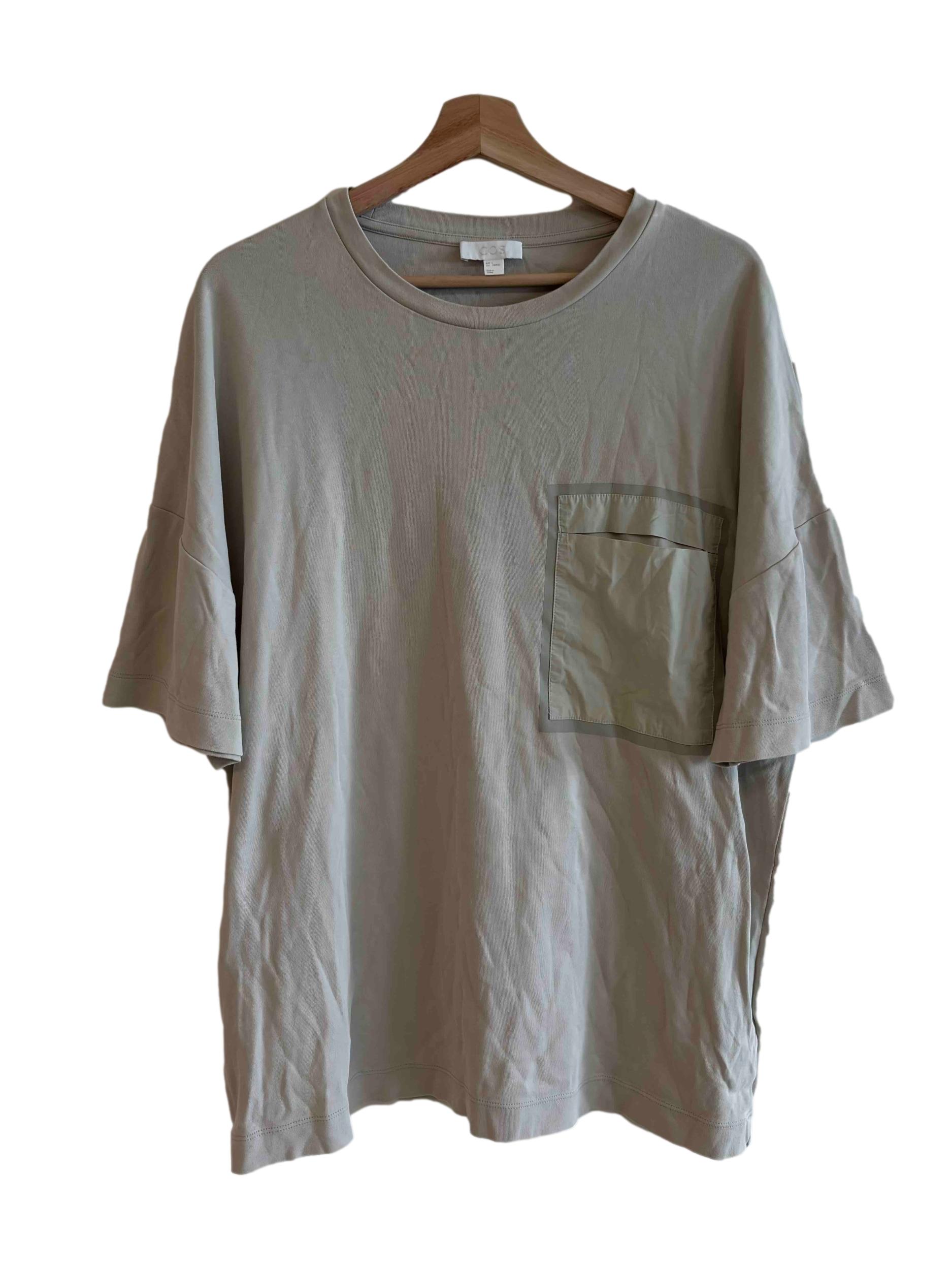 Beige Pocket Detail Cotton Tee