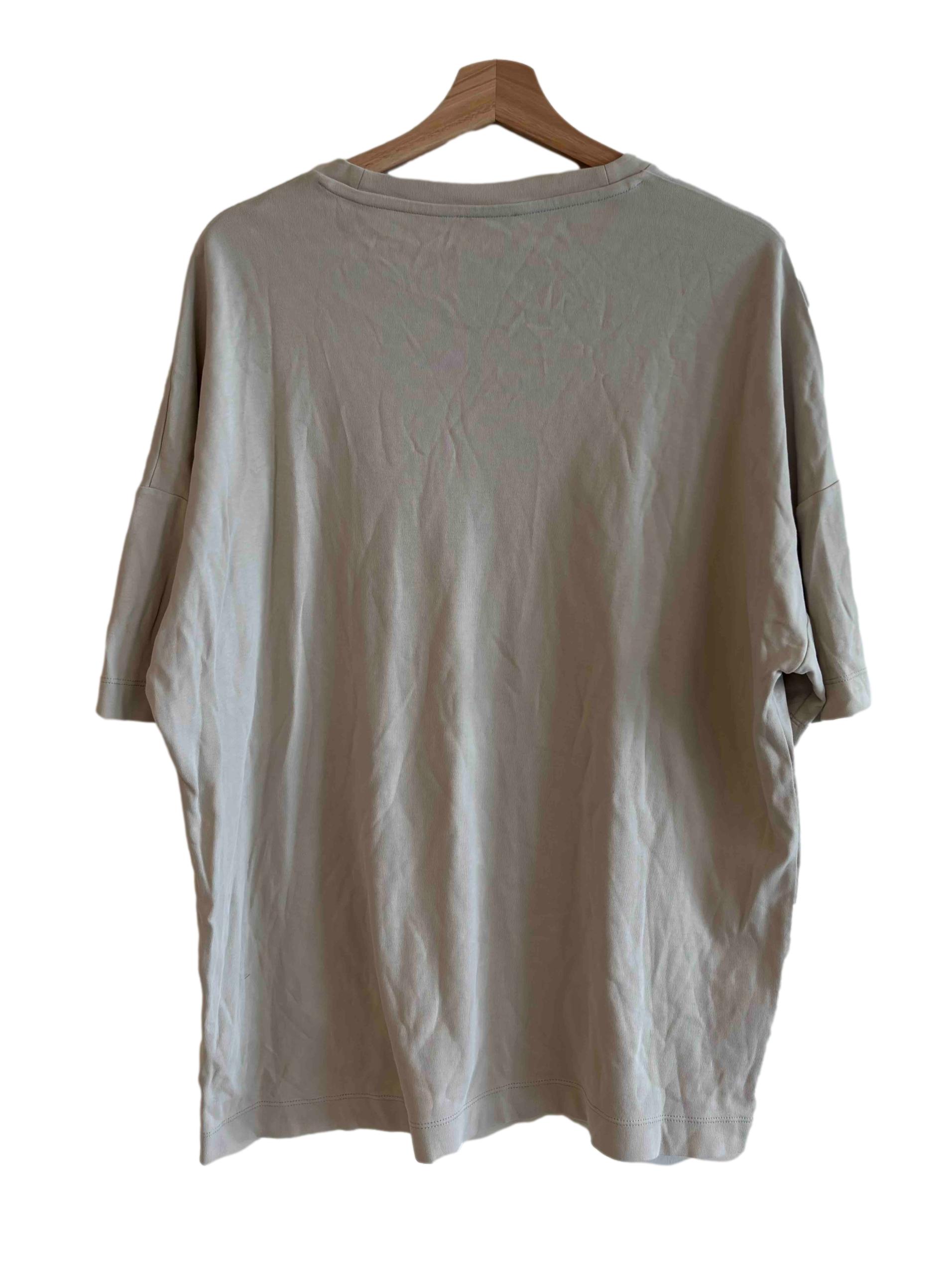 Beige Pocket Detail Cotton Tee