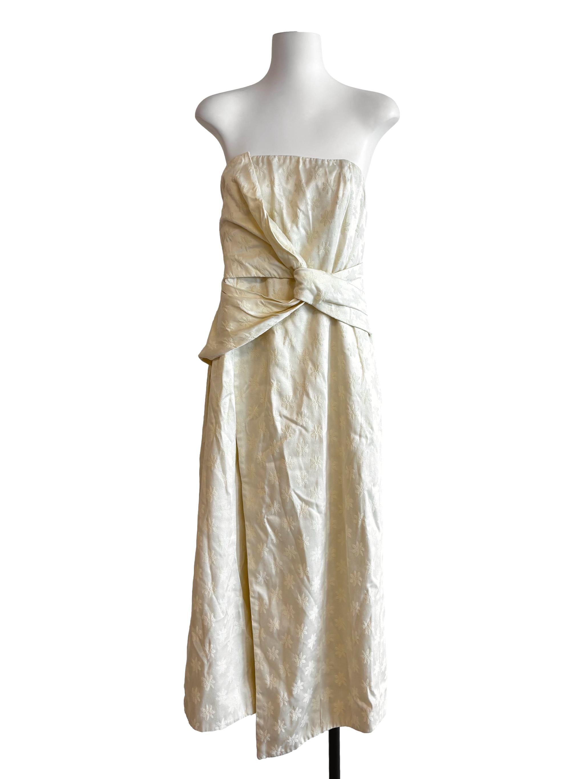 Ivory White Strapless Embroidered Dress