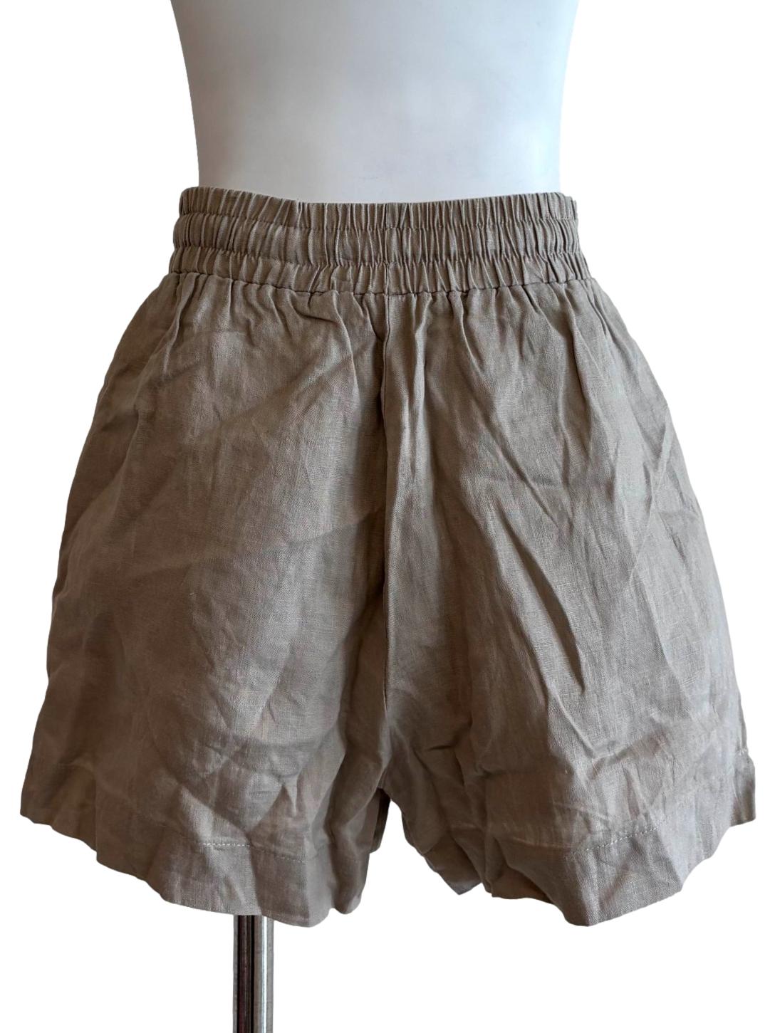 Khaki Linen Shorts