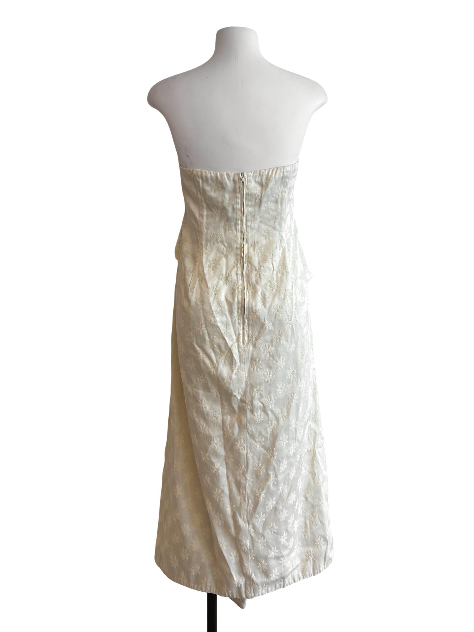 Ivory White Strapless Embroidered Dress