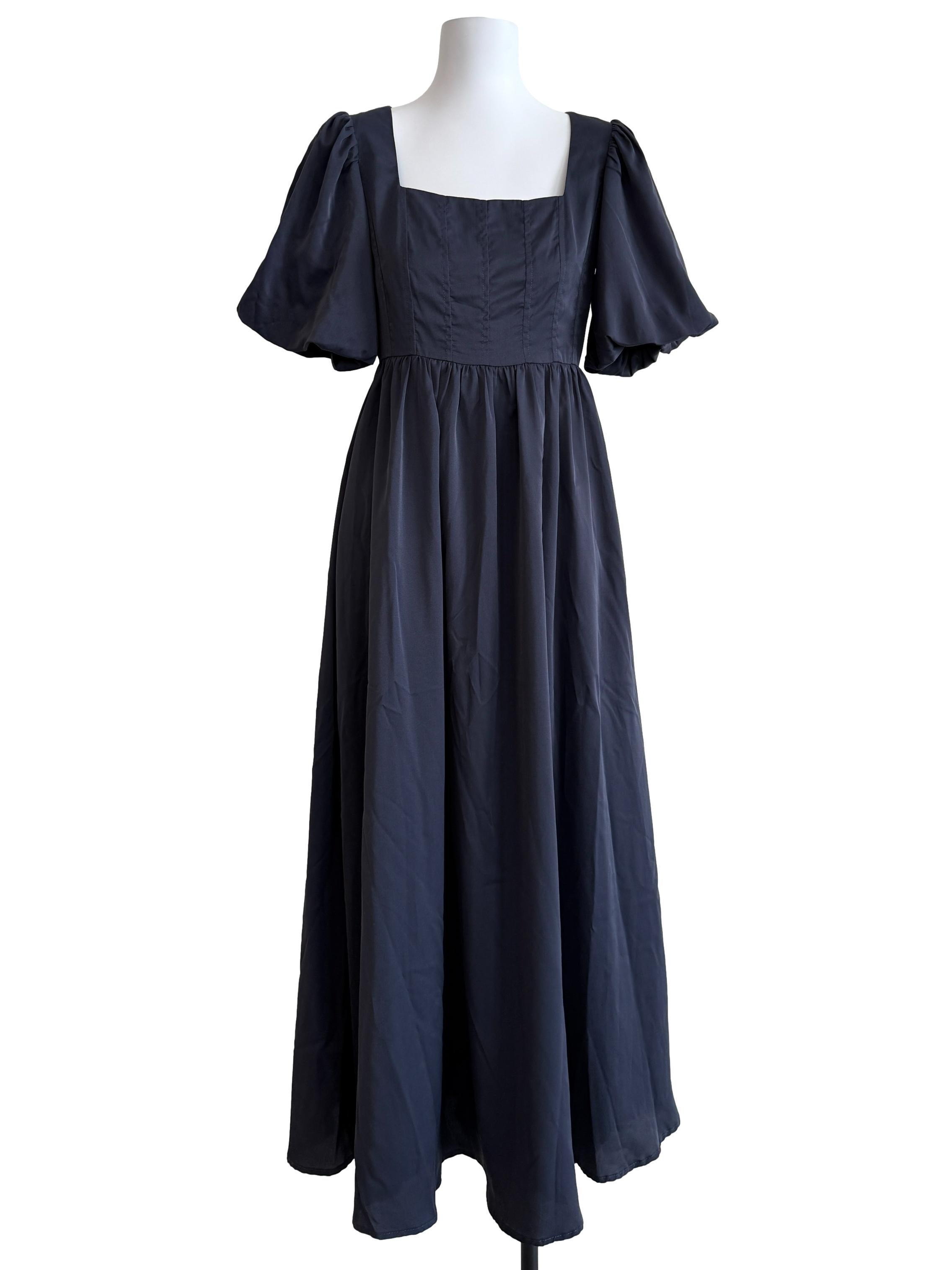 Navy Blue Peasant Dress