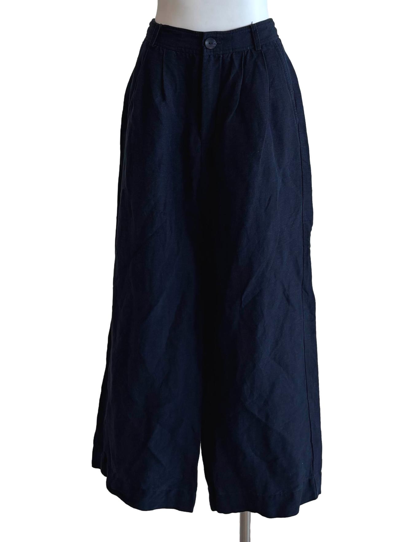Navy Blue Wide Leg Pants