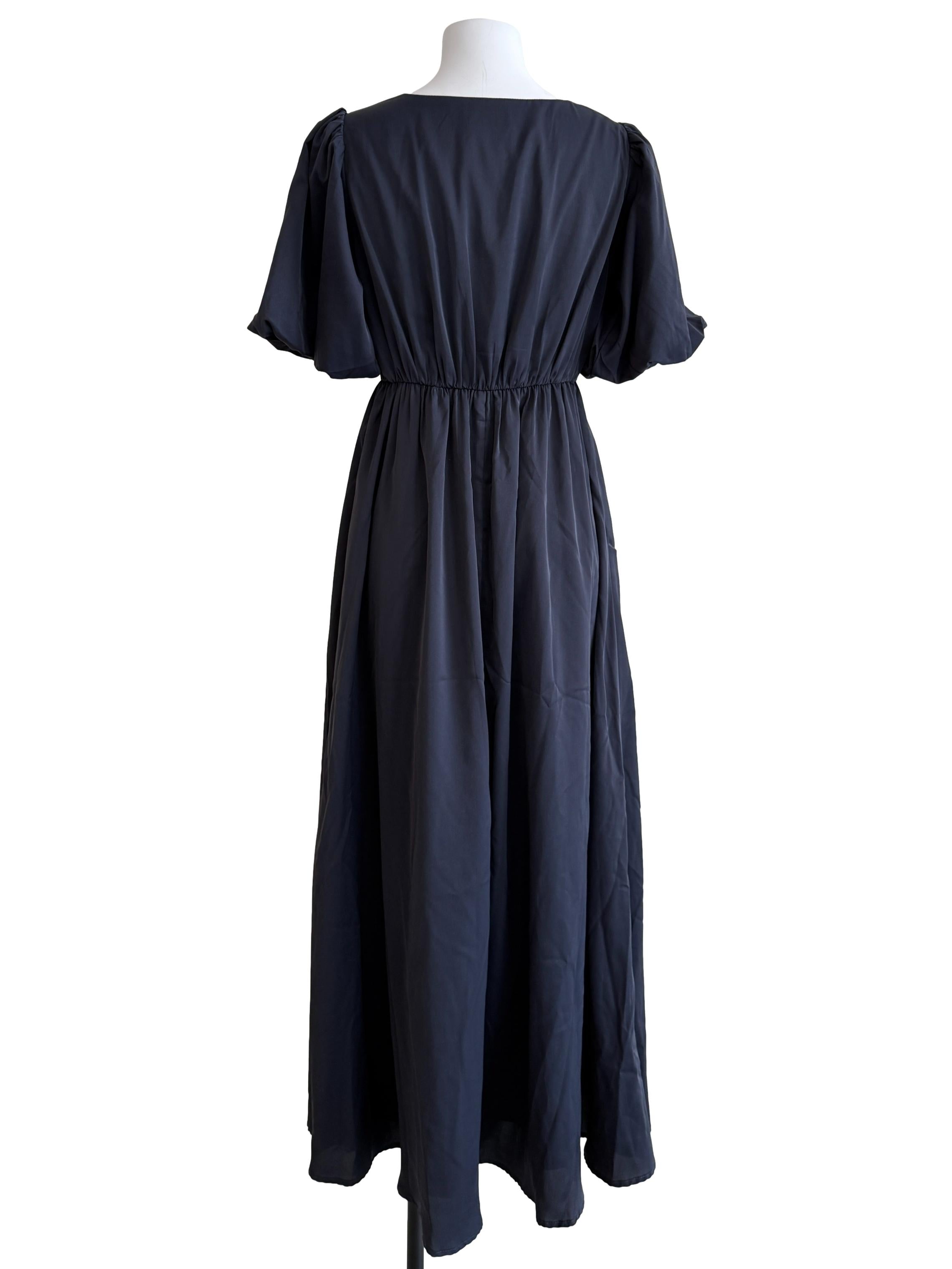 Navy Blue Peasant Dress