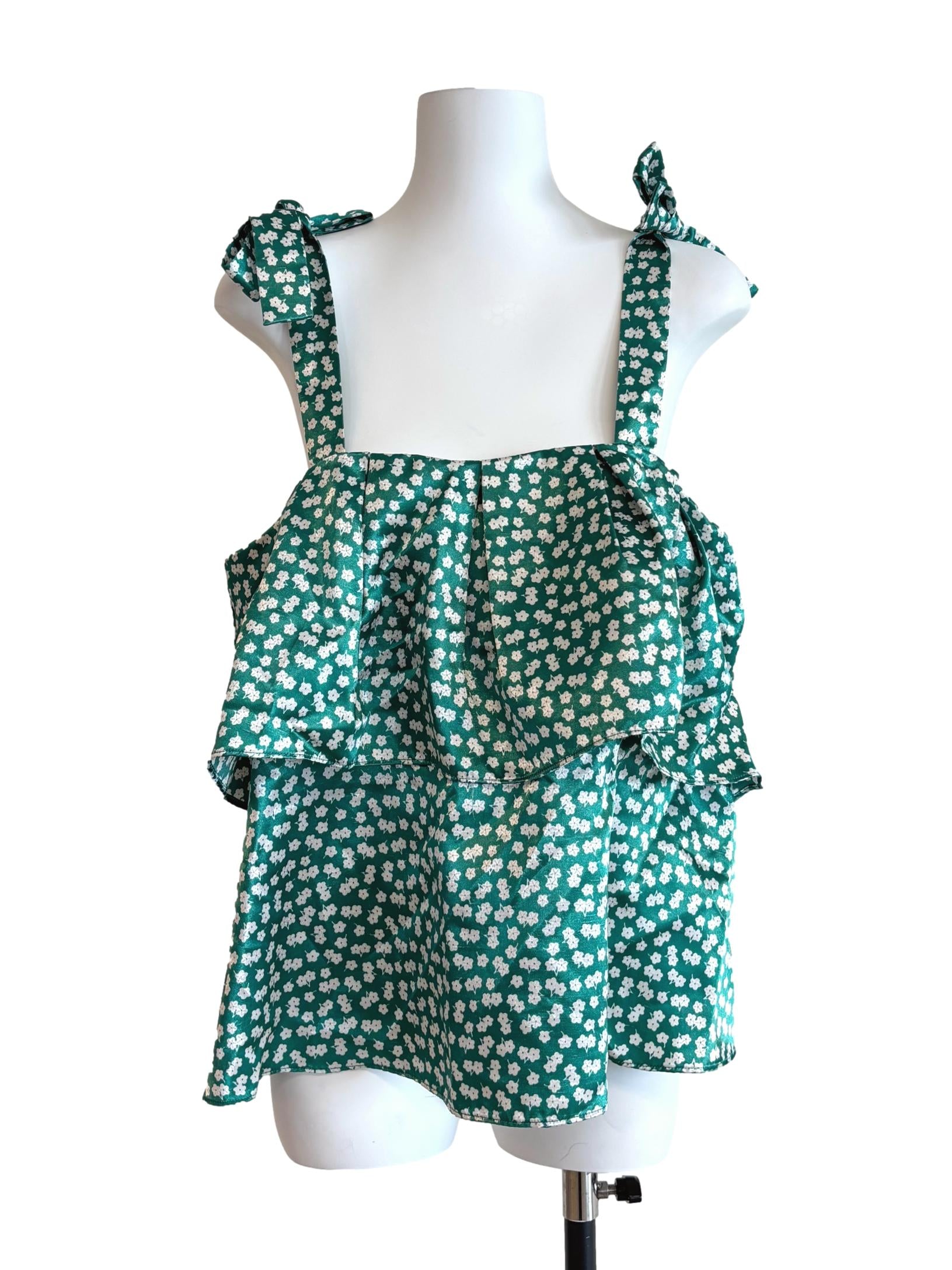 Jade Green Mini Floral Tent Top