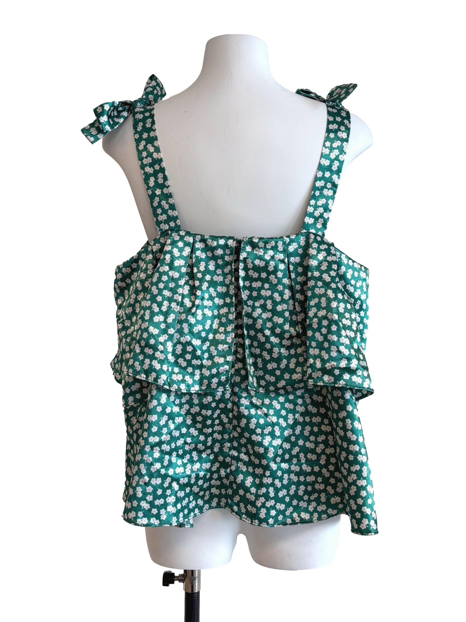Jade Green Mini Floral Tent Top