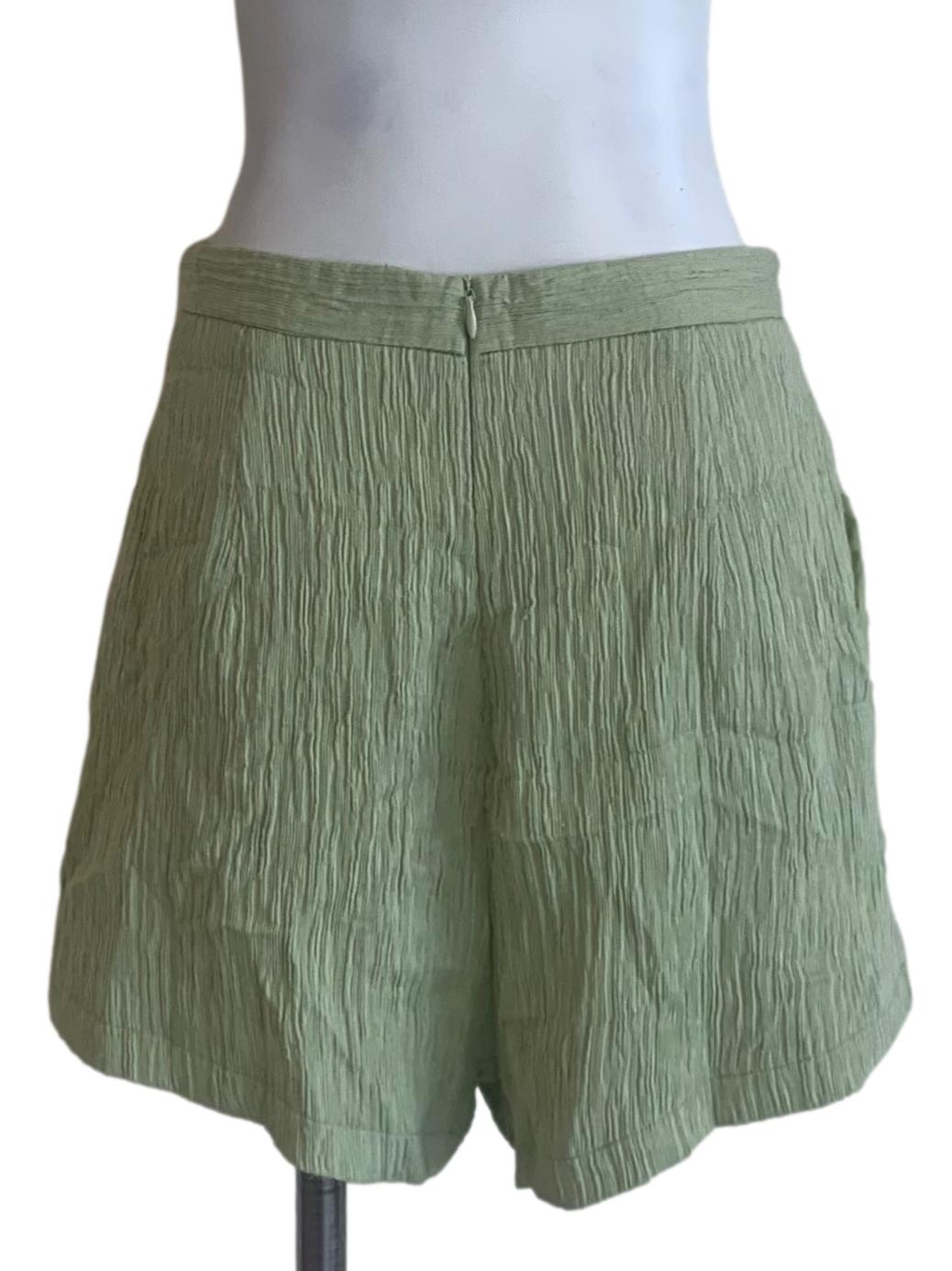 Sage Green Textured Shorts
