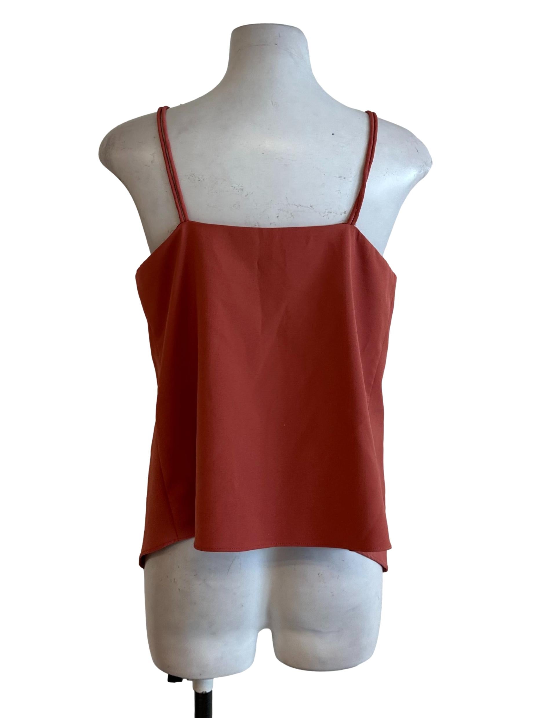 Coral Red V Neck Top